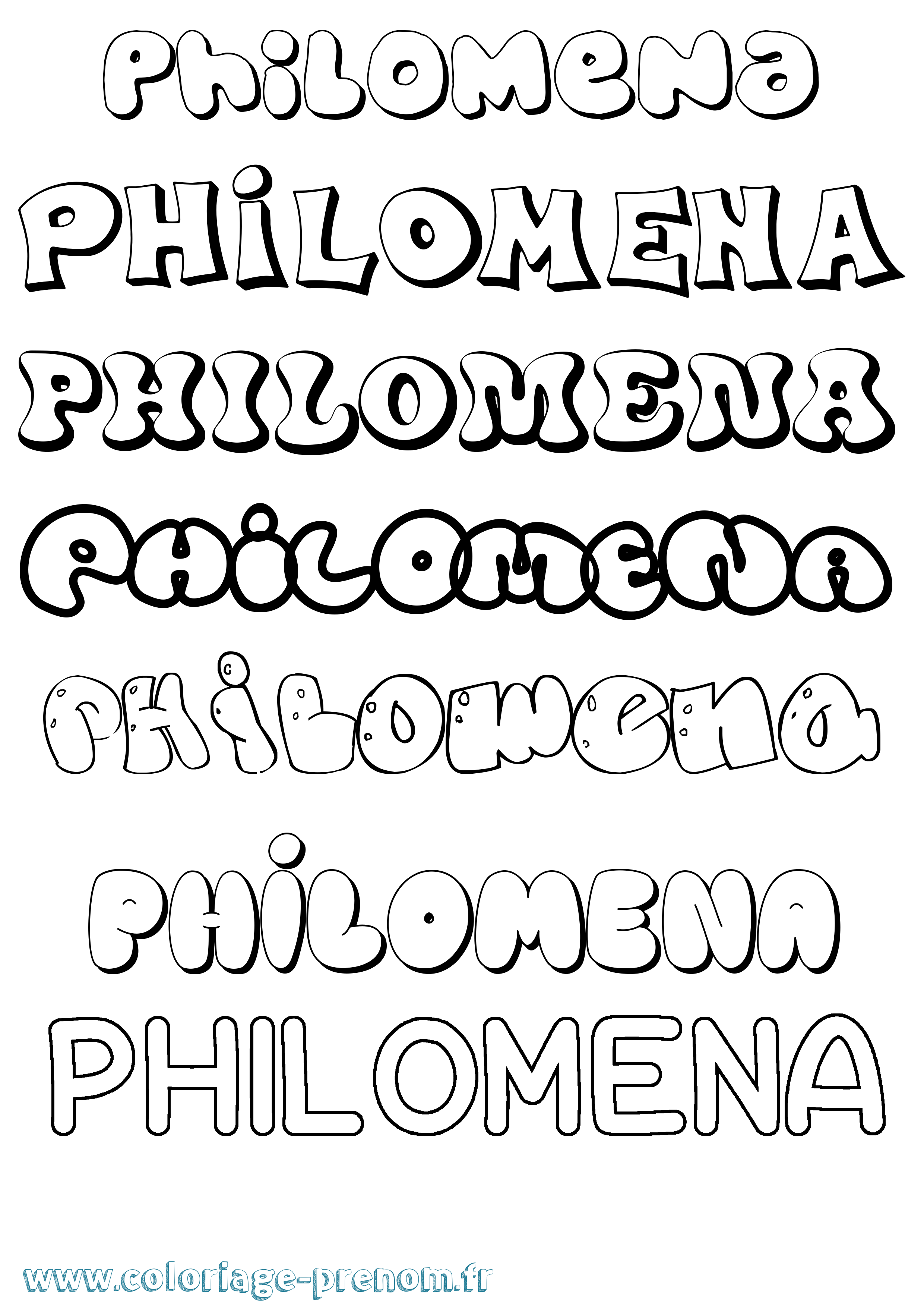 Coloriage Philomena Bubble Coloriage prénom Philomena Bubble