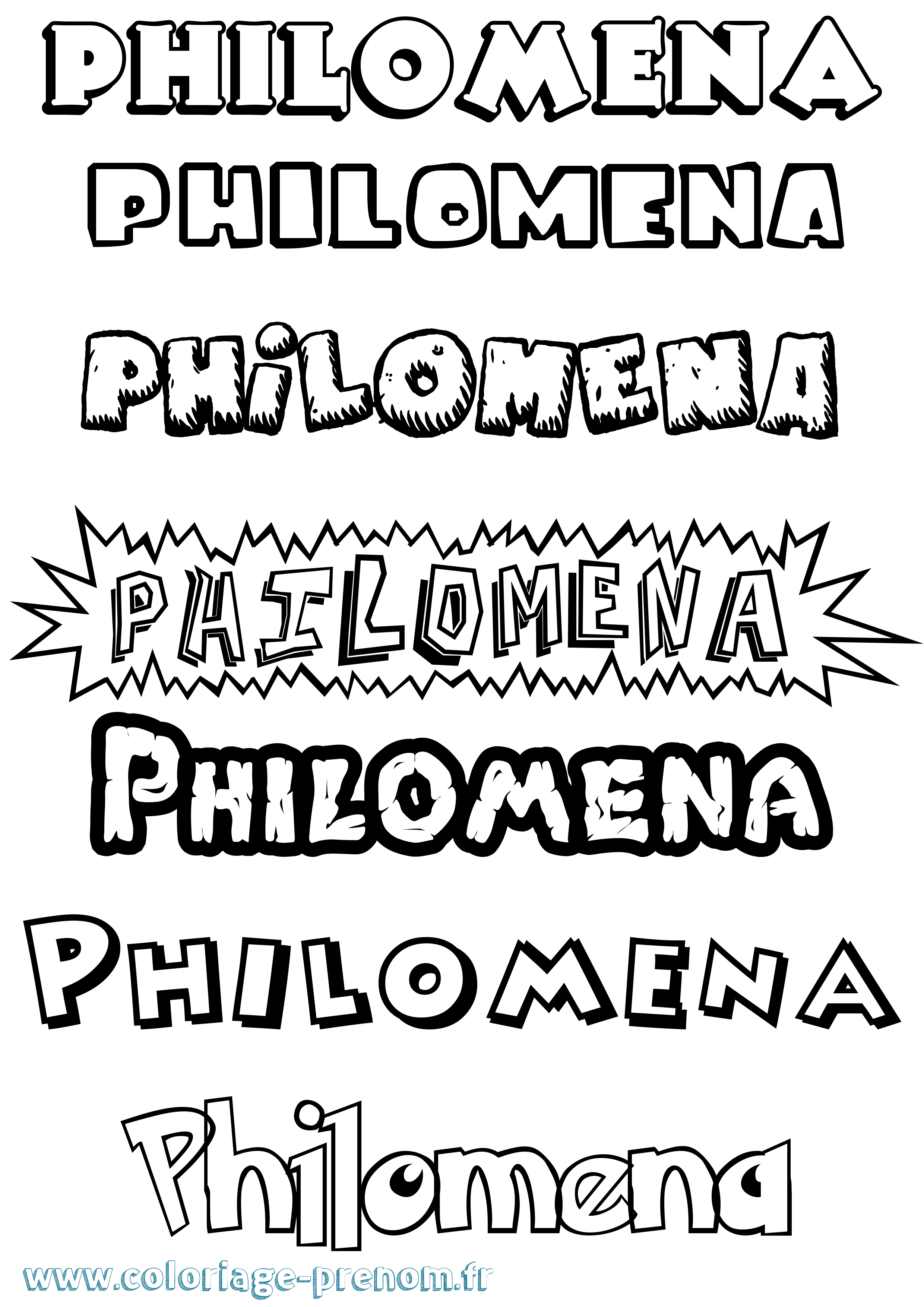 Coloriage Philomena Dessin Animé Coloriage prénom Philomena Dessin Animé