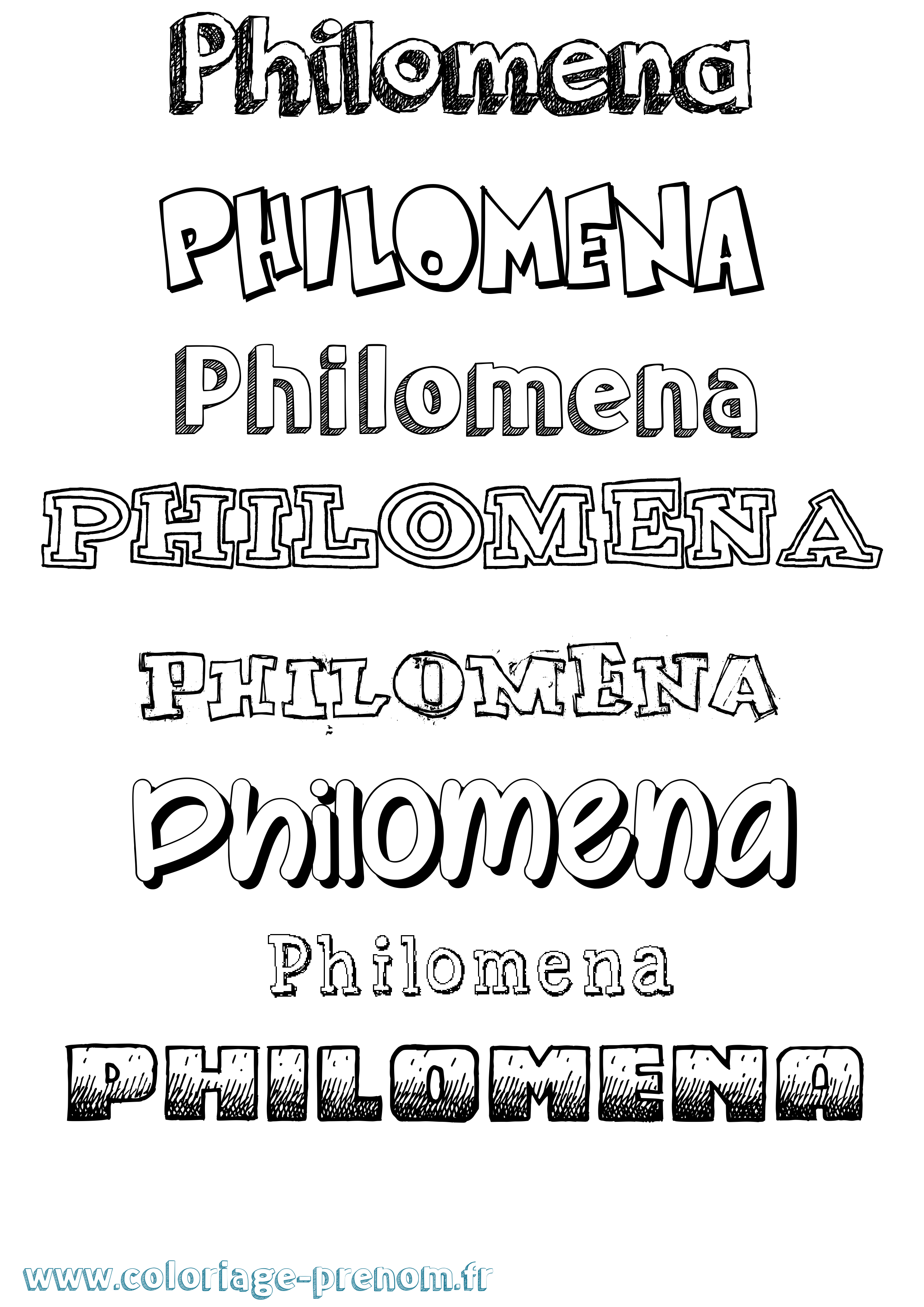 Coloriage Philomena Dessiné Coloriage prénom Philomena Dessiné