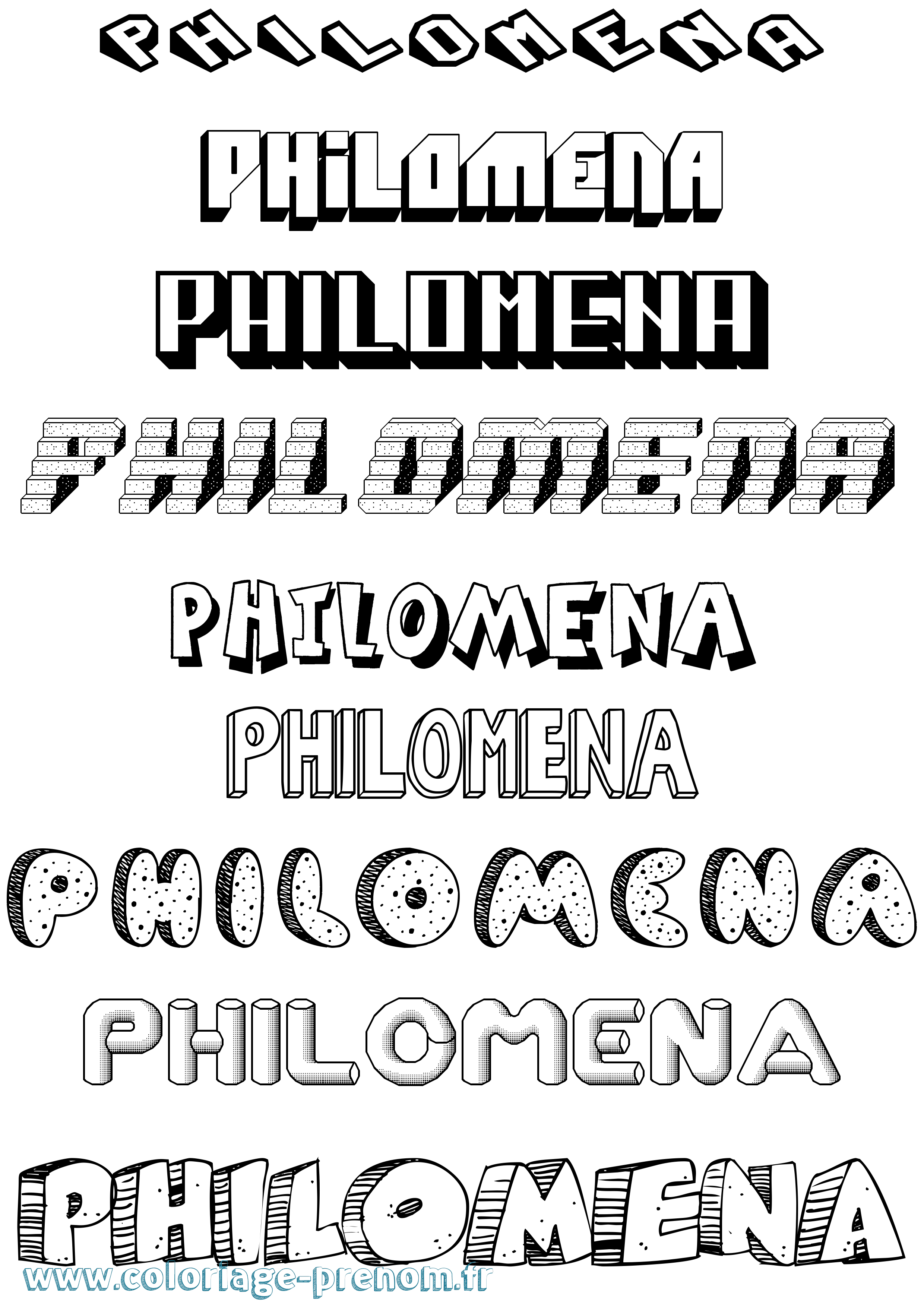Coloriage Philomena Effet 3D Coloriage prénom Philomena Effet 3D