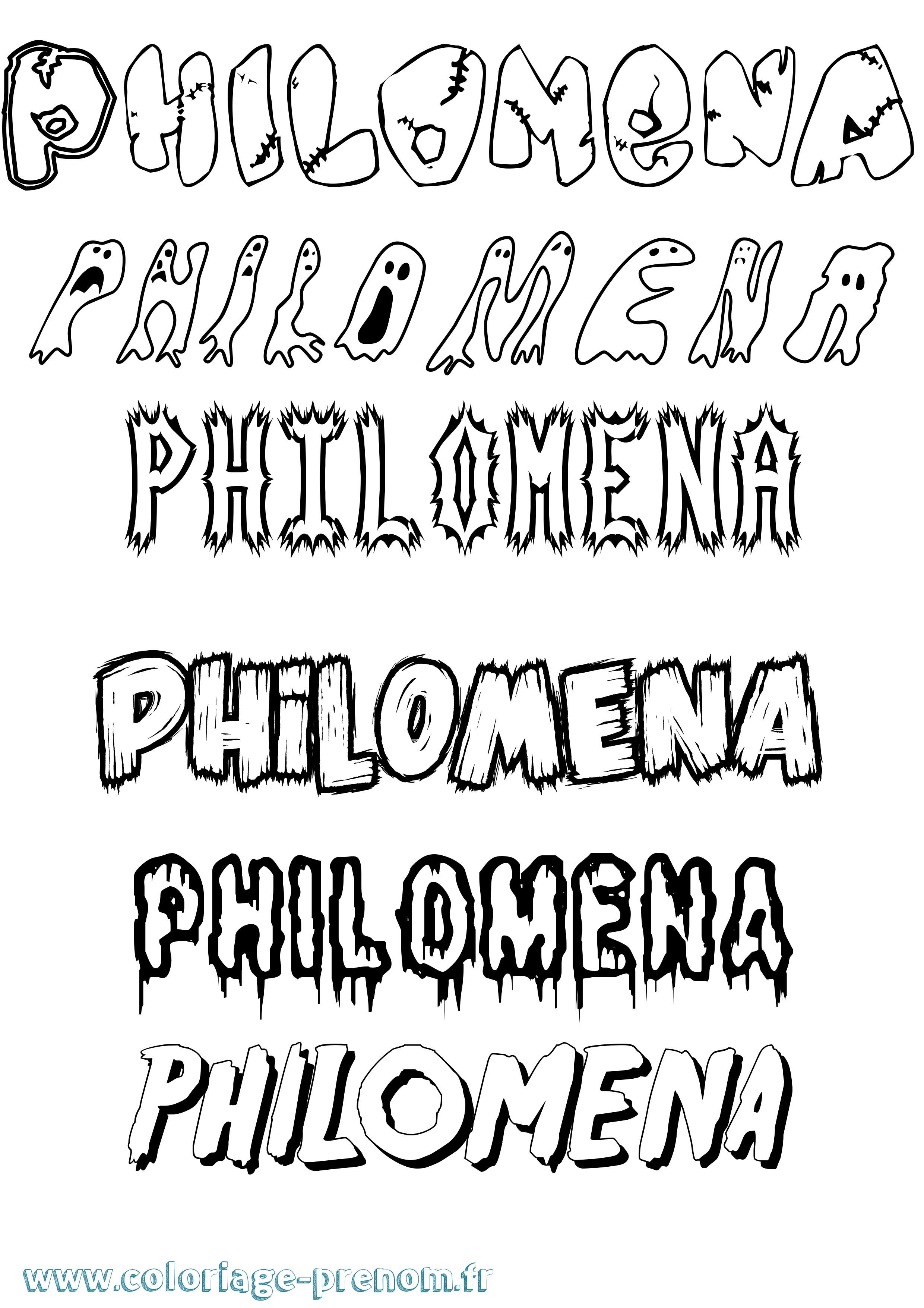 Coloriage Philomena Frisson Coloriage prénom Philomena Frisson