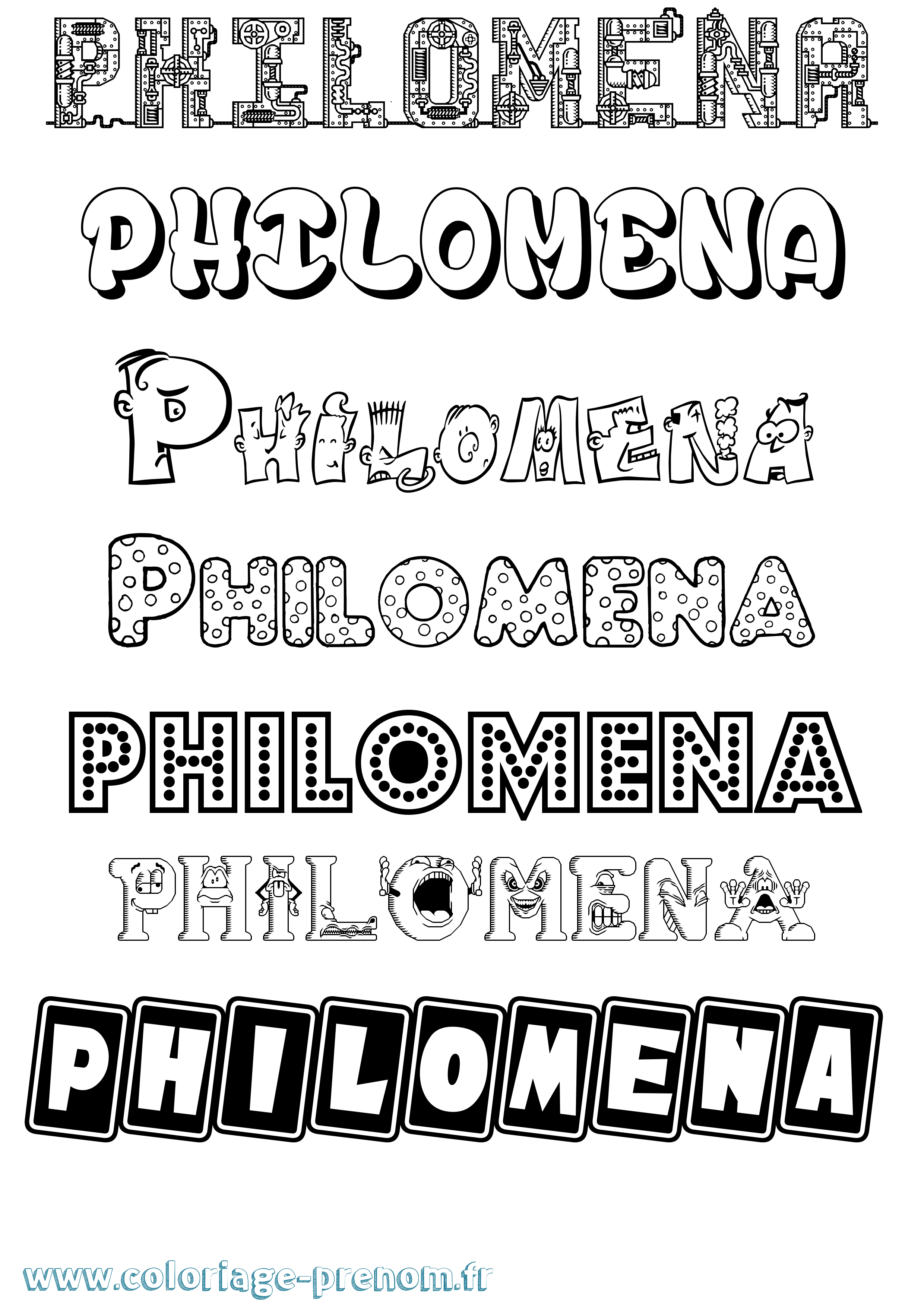 Coloriage Philomena Fun Coloriage prénom Philomena Fun