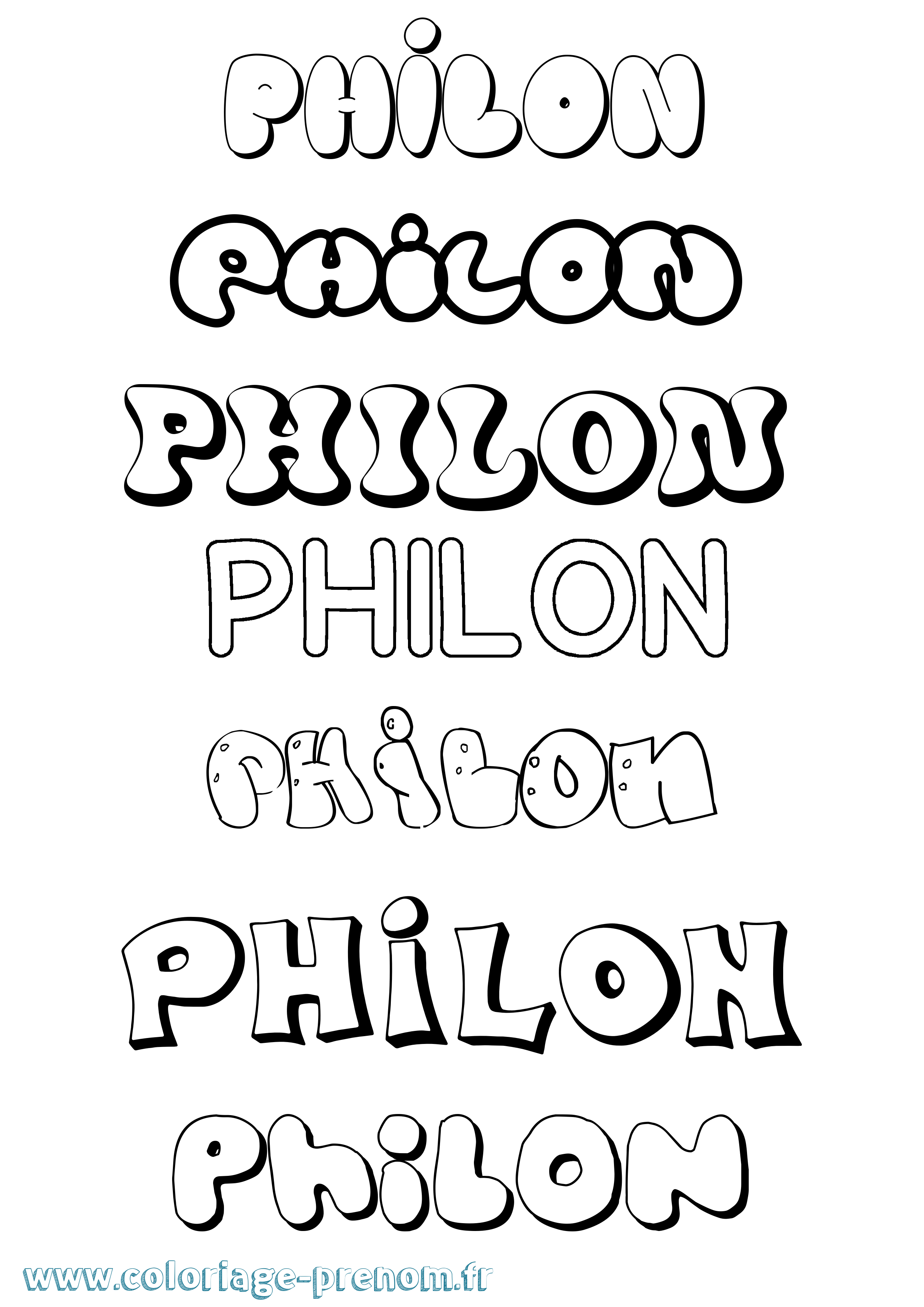 Coloriage Philon Bubble Coloriage prénom Philon Bubble