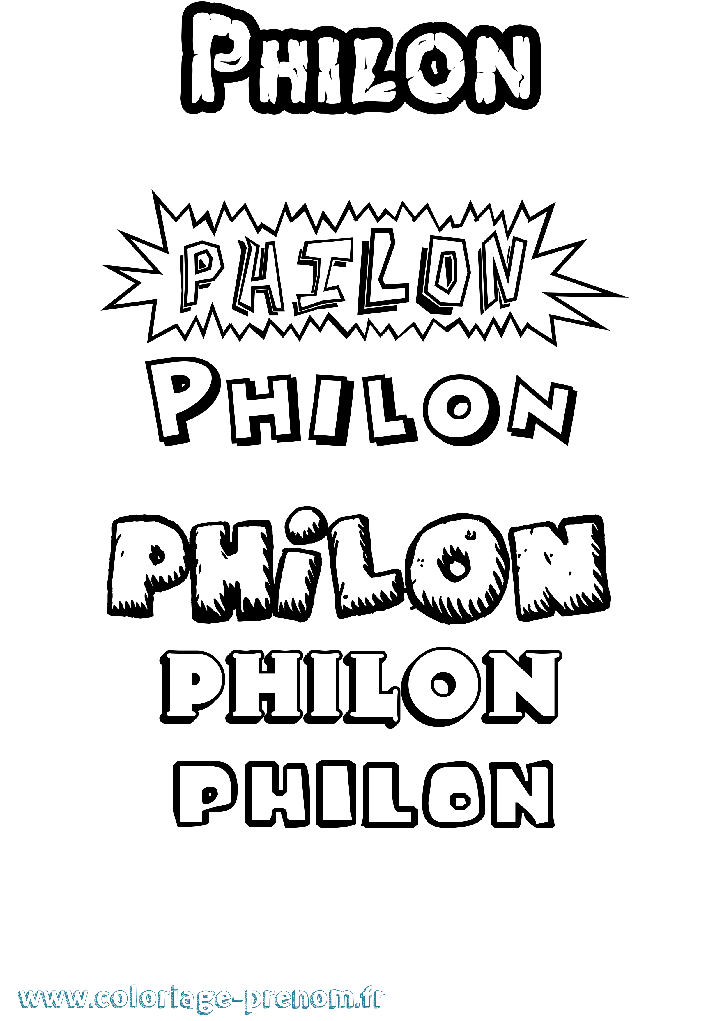 Coloriage Philon Dessin Animé Coloriage prénom Philon Dessin Animé