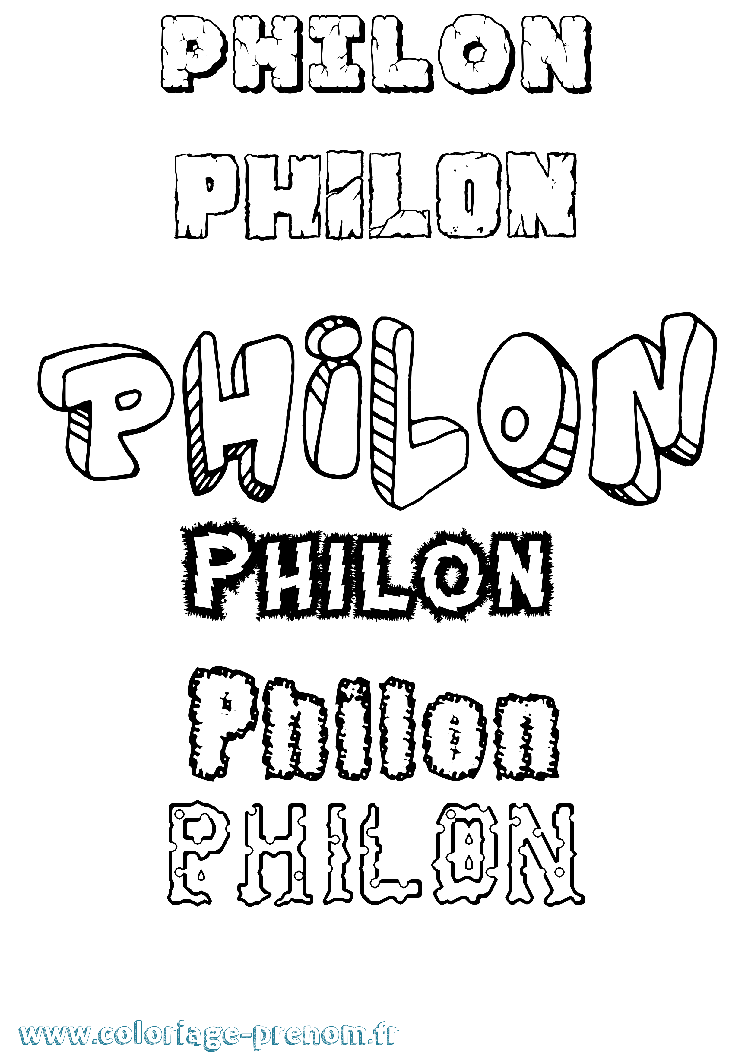 Coloriage Philon Destructuré Coloriage prénom Philon Destructuré