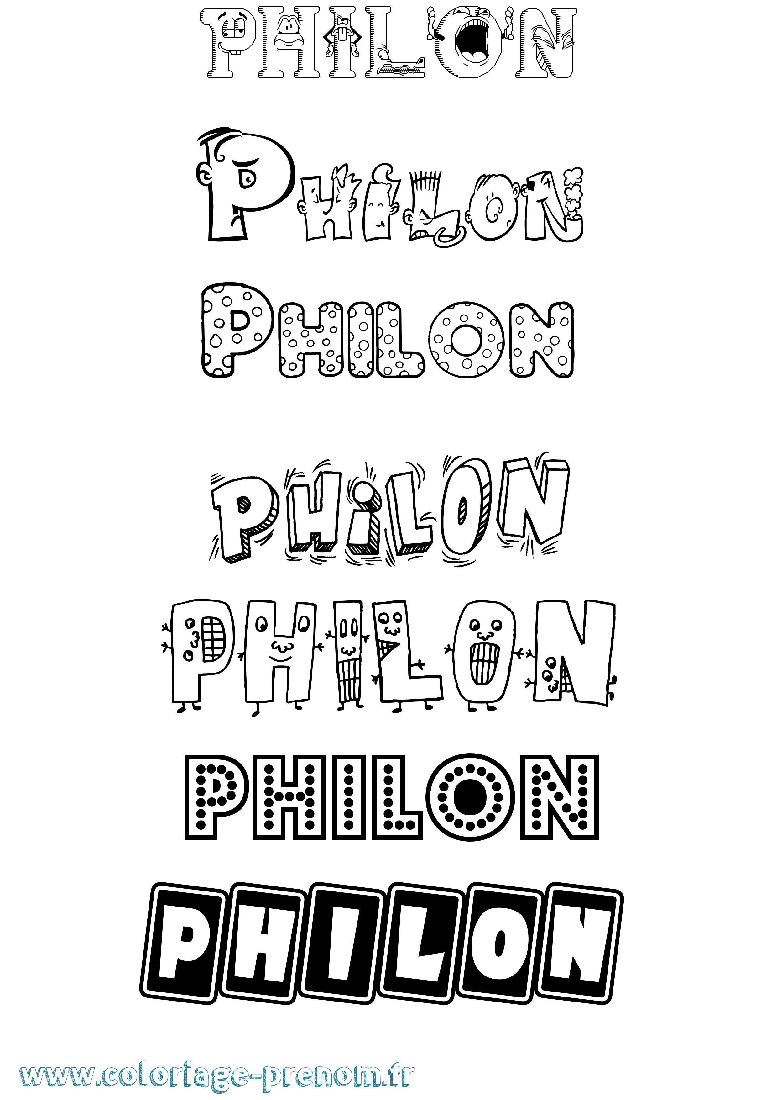 Coloriage Philon Fun Coloriage prénom Philon Fun