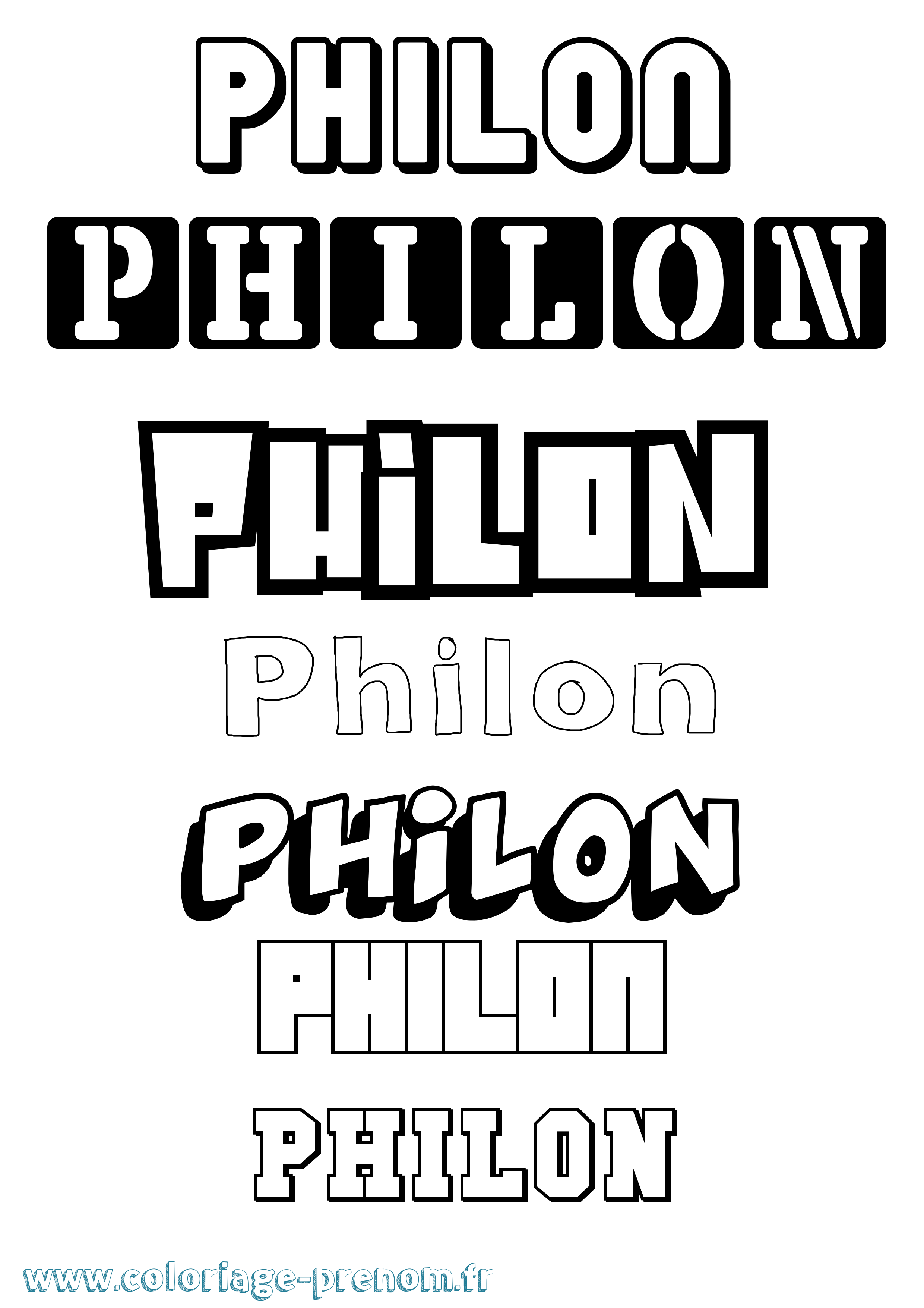 Coloriage Philon Simple Coloriage prénom Philon Simple