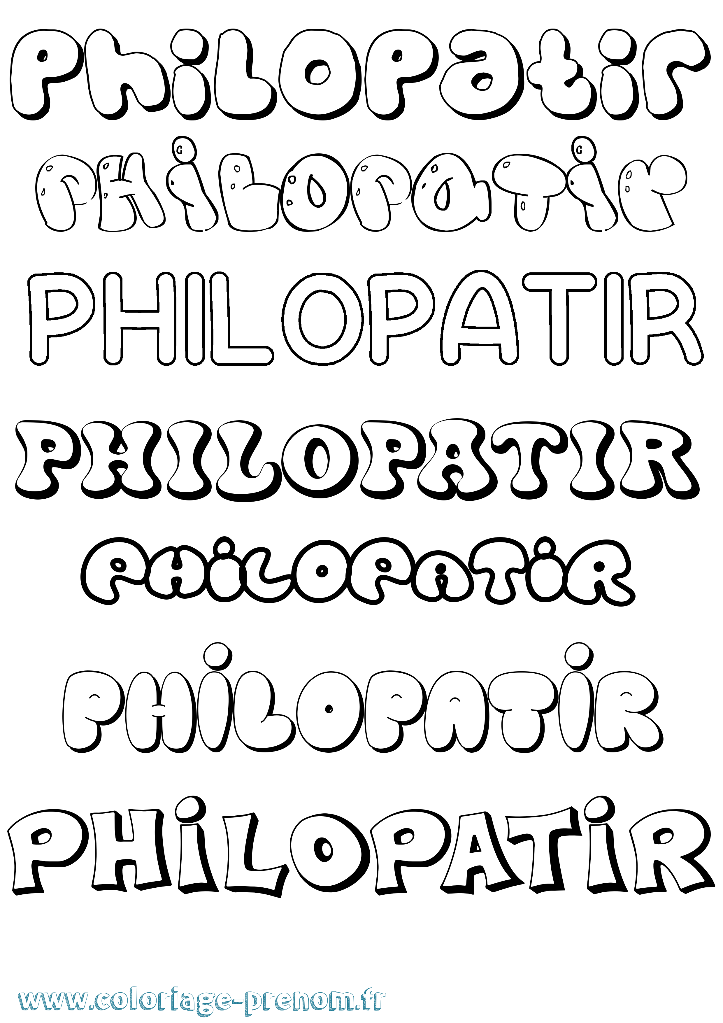 Coloriage Philopatir Bubble Coloriage prénom Philopatir Bubble