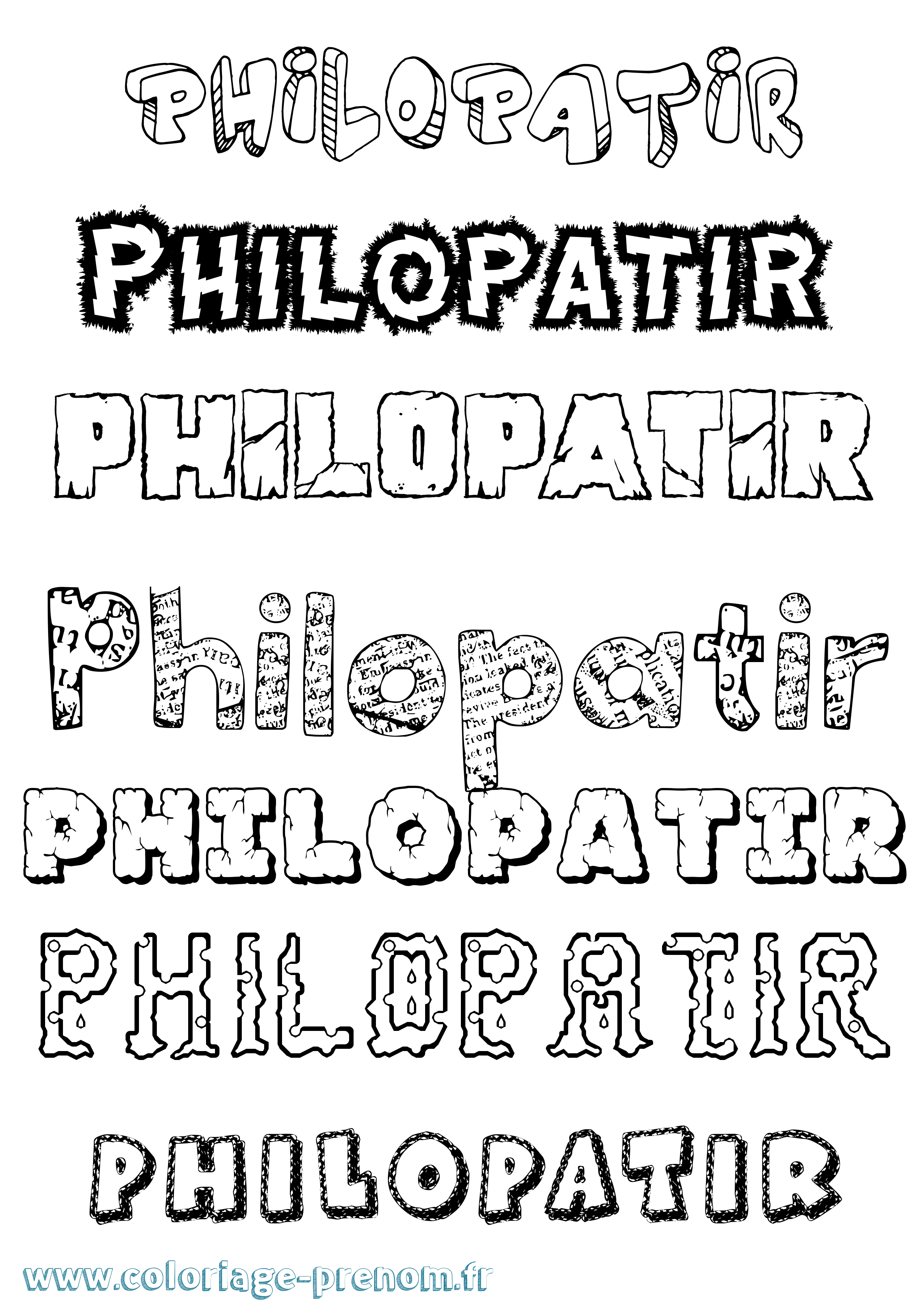 Coloriage Philopatir Destructuré Coloriage prénom Philopatir Destructuré