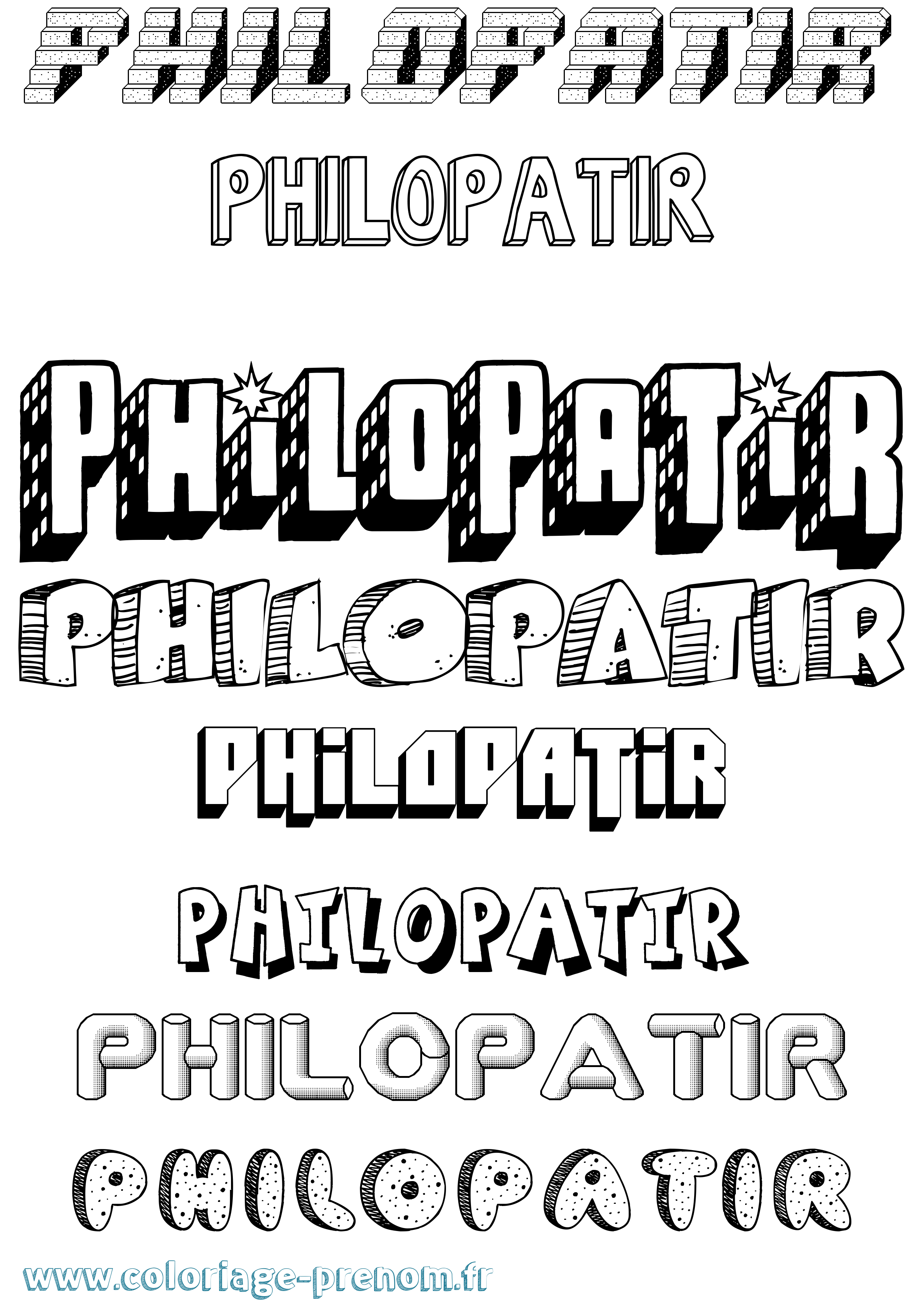 Coloriage Philopatir Effet 3D Coloriage prénom Philopatir Effet 3D
