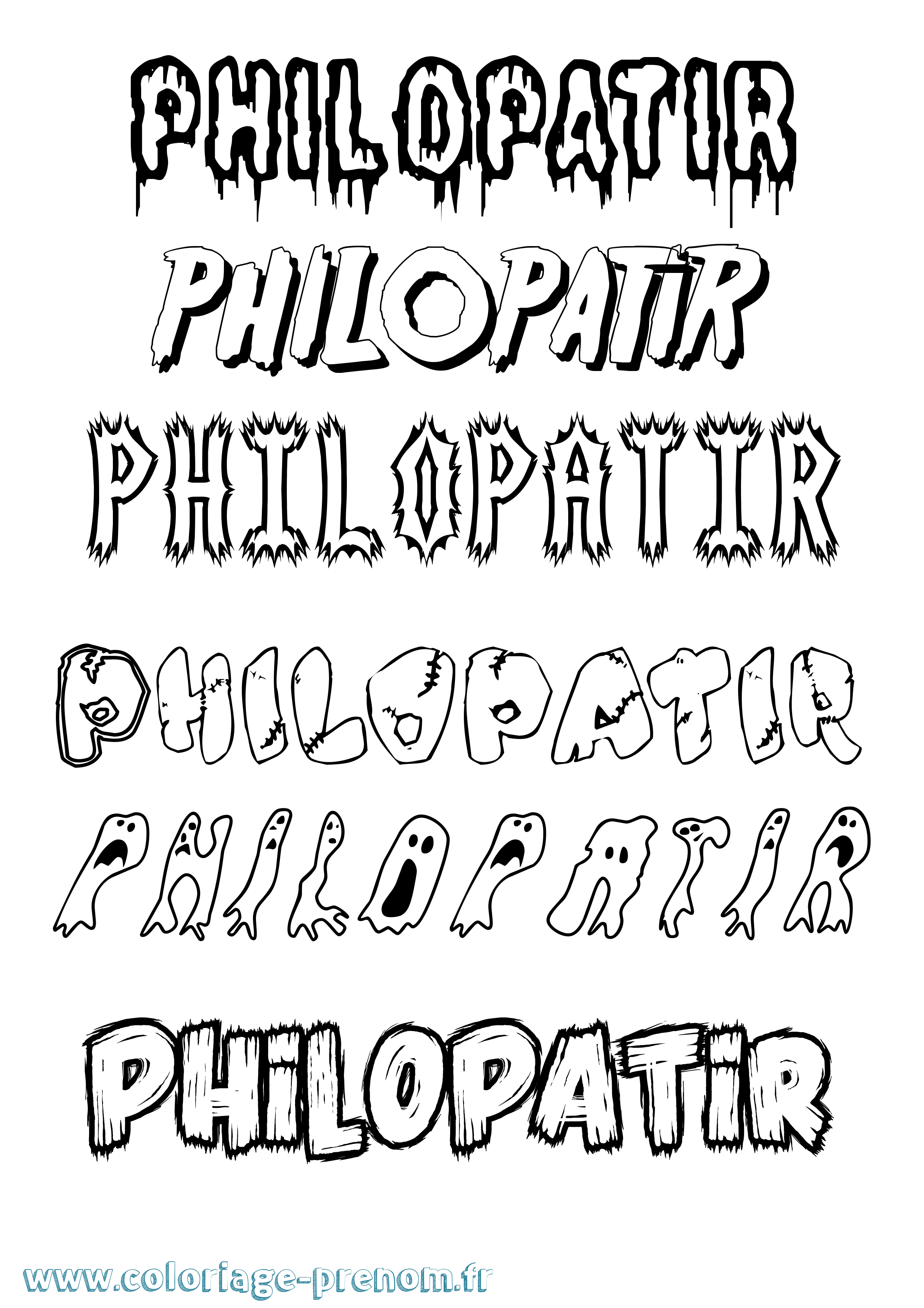 Coloriage Philopatir Frisson Coloriage prénom Philopatir Frisson