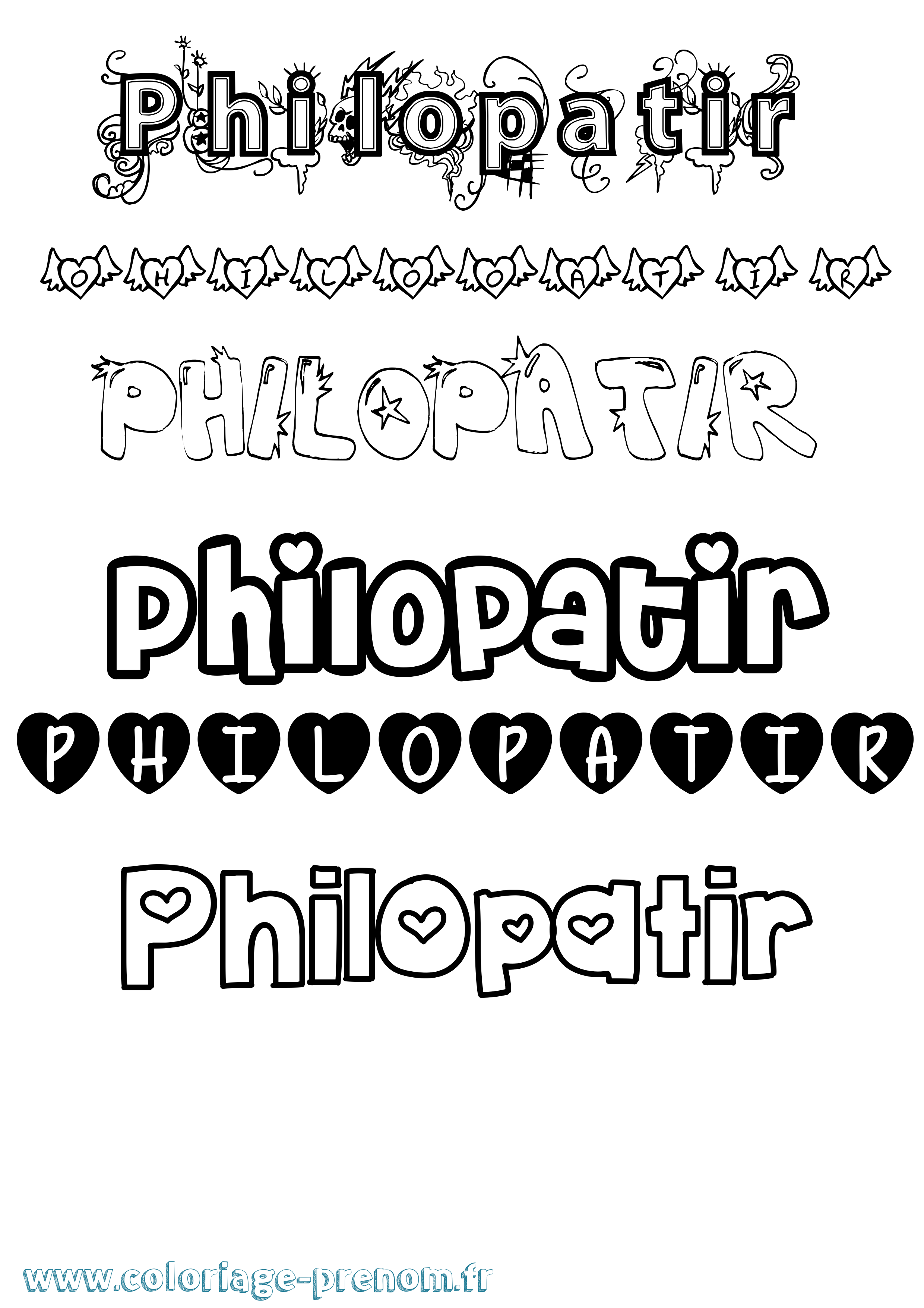 Coloriage Philopatir Girly Coloriage prénom Philopatir Girly