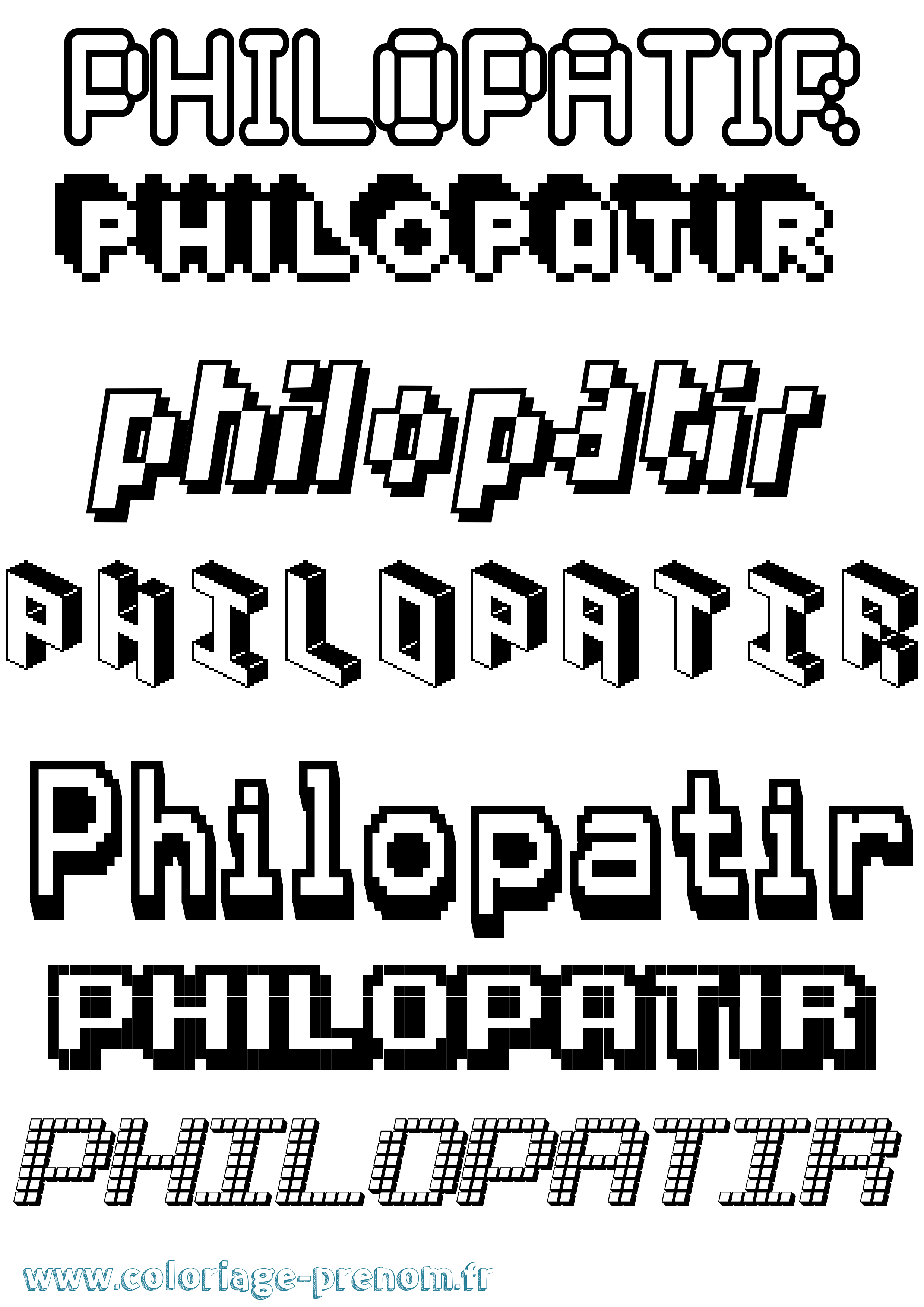 Coloriage Philopatir Pixel Coloriage prénom Philopatir Pixel