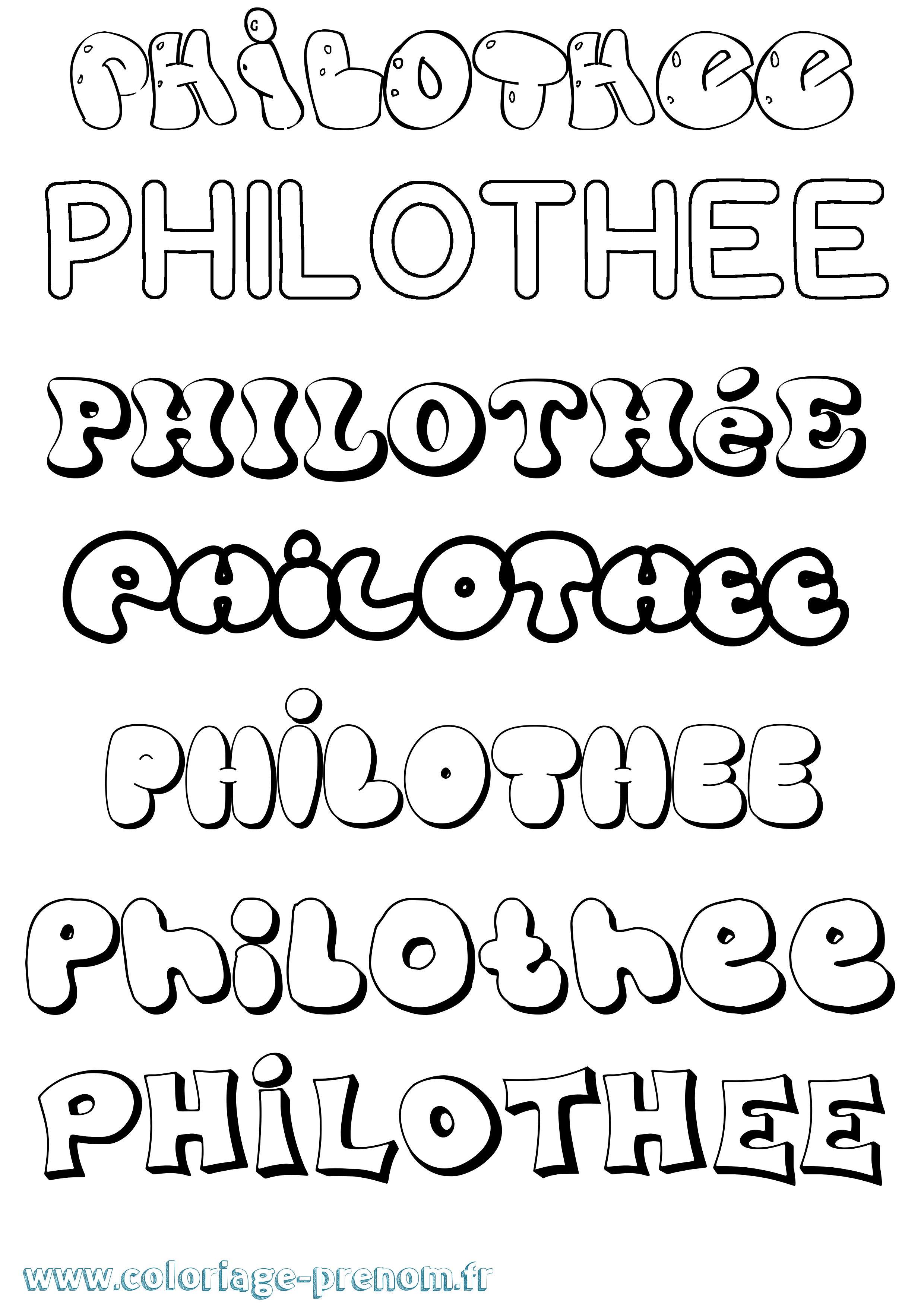 Coloriage Philothée Bubble Coloriage prénom Philothée Bubble