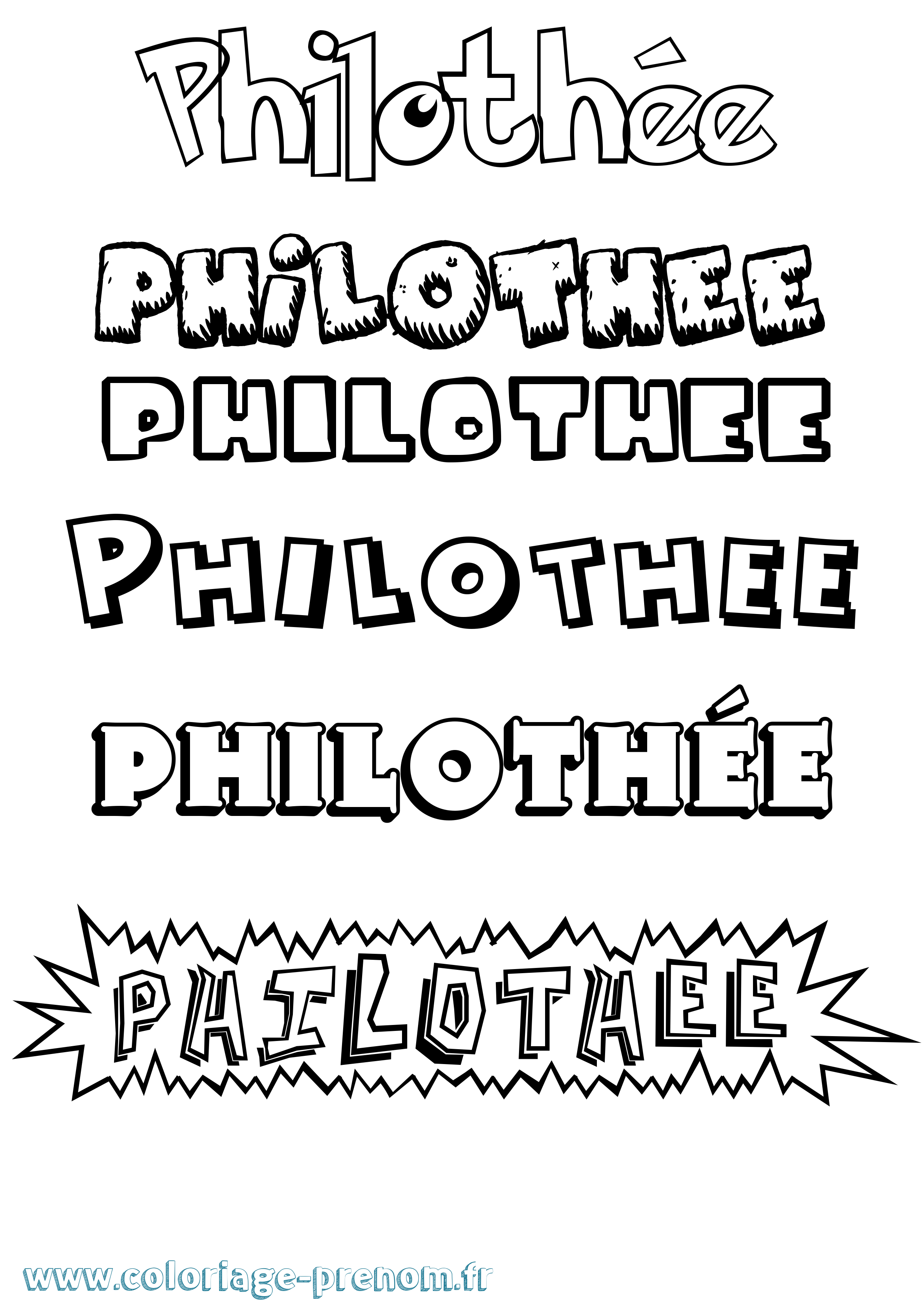 Coloriage Philothée Dessin Animé Coloriage prénom Philothée Dessin Animé