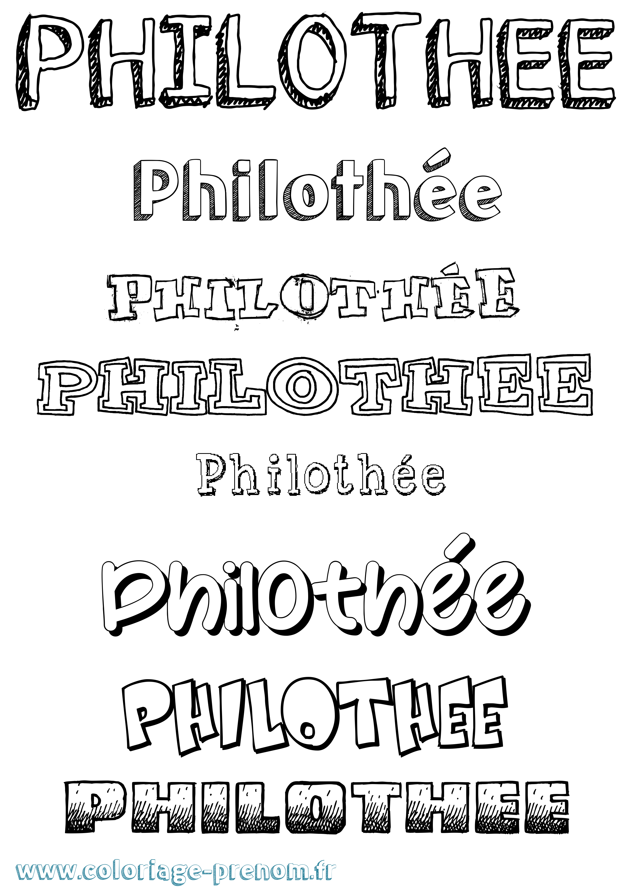 Coloriage Philothée Dessiné Coloriage prénom Philothée Dessiné