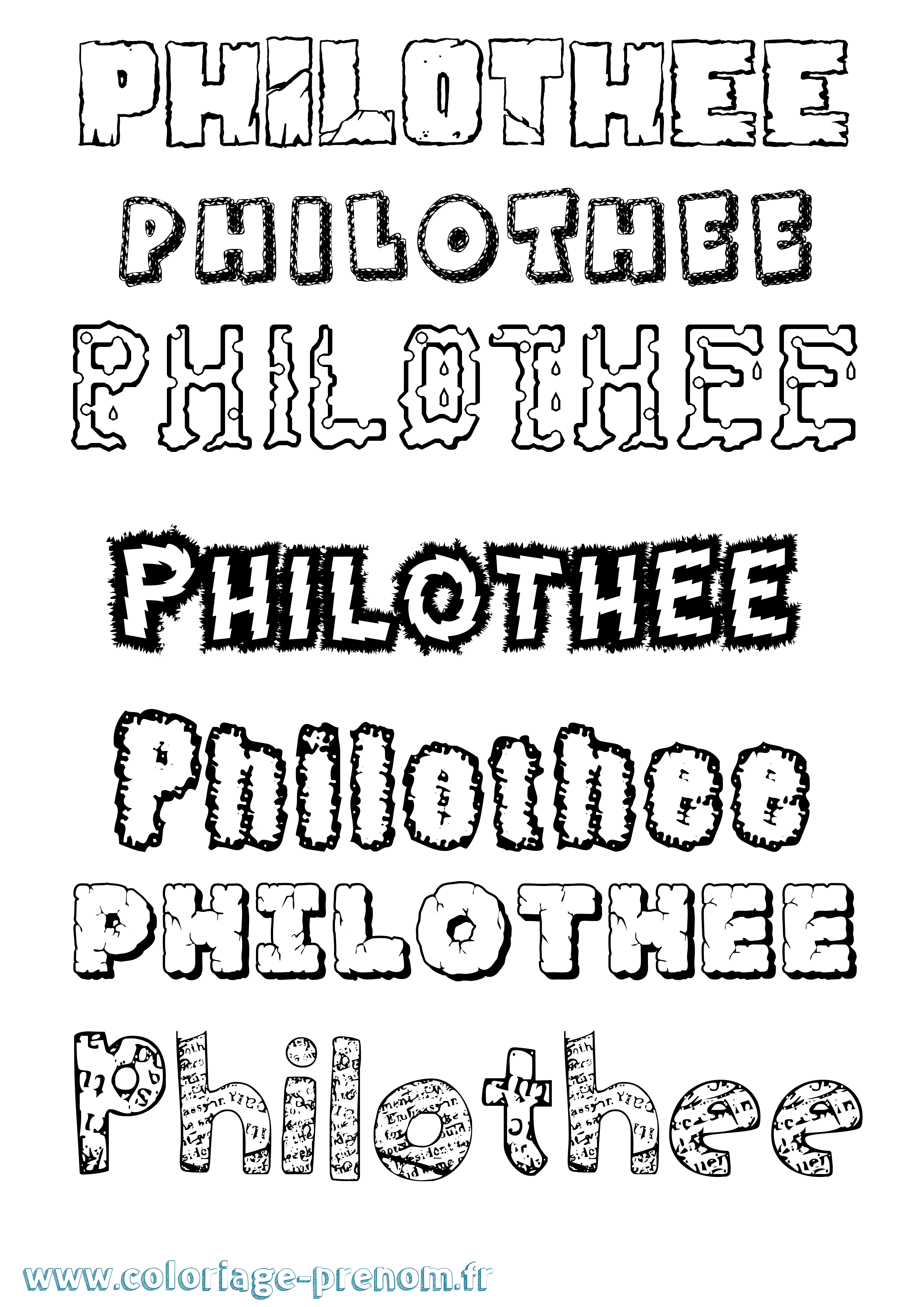 Coloriage Philothée Destructuré Coloriage prénom Philothée Destructuré