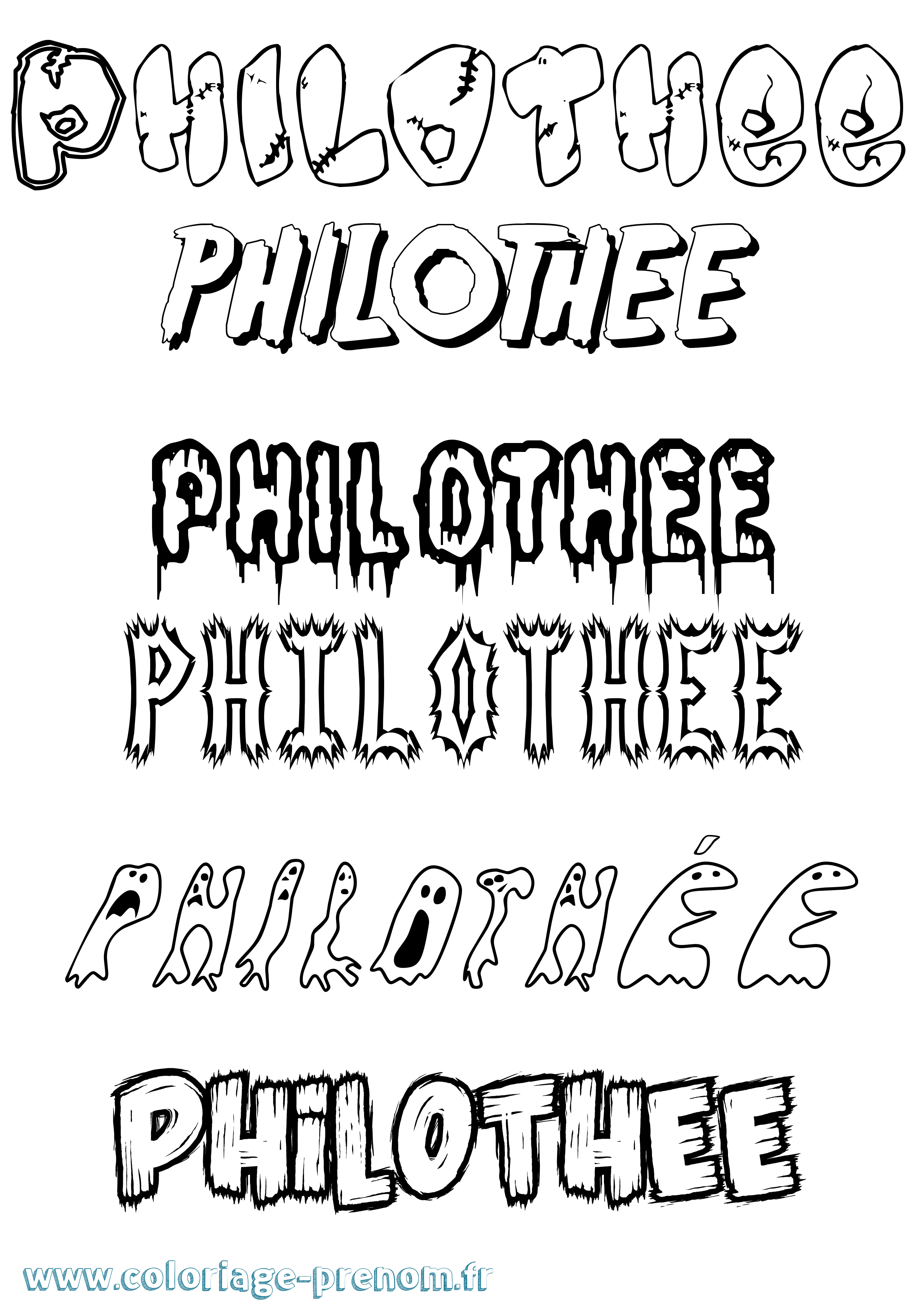 Coloriage Philothée Frisson Coloriage prénom Philothée Frisson