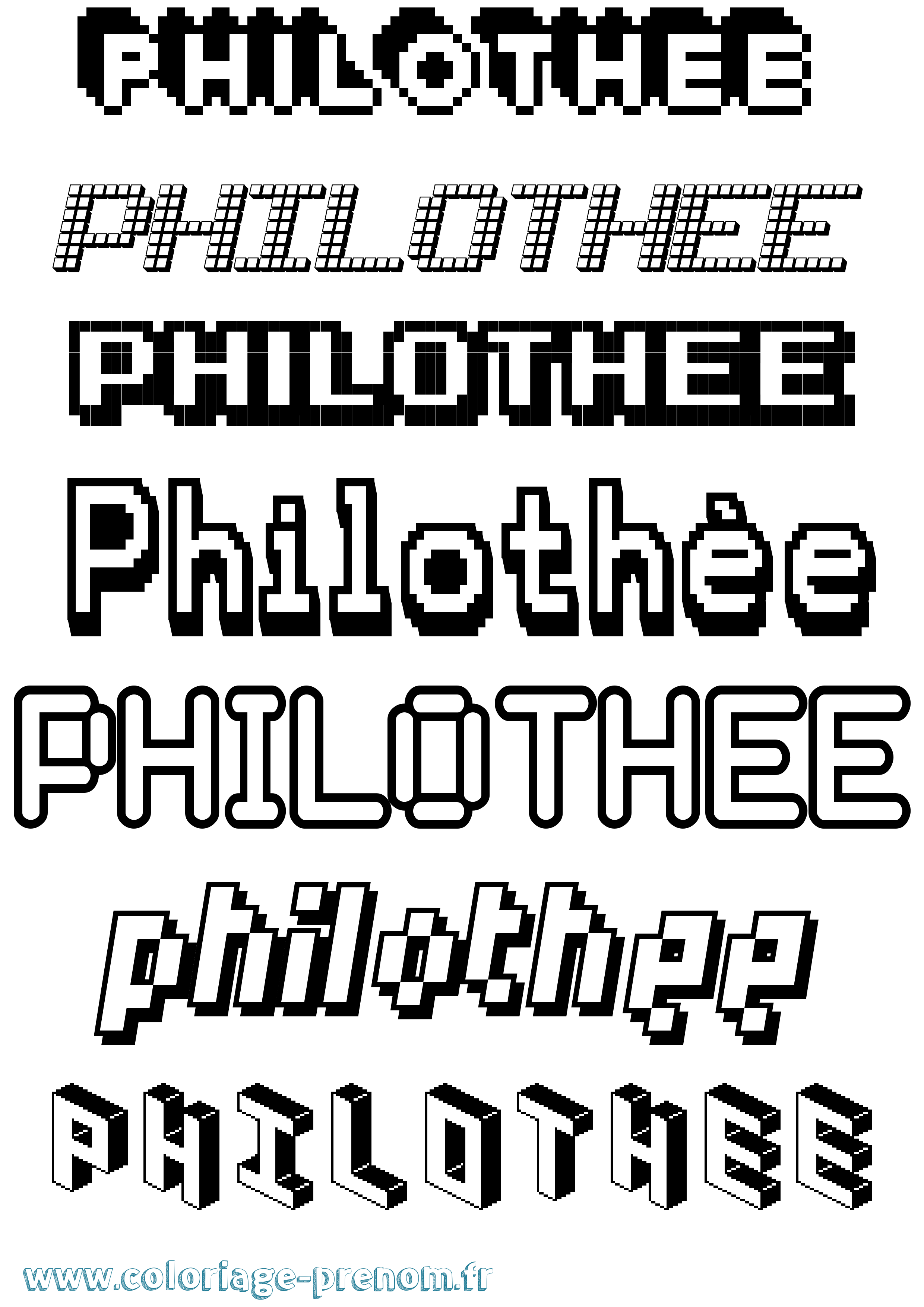 Coloriage Philothée Pixel Coloriage prénom Philothée Pixel