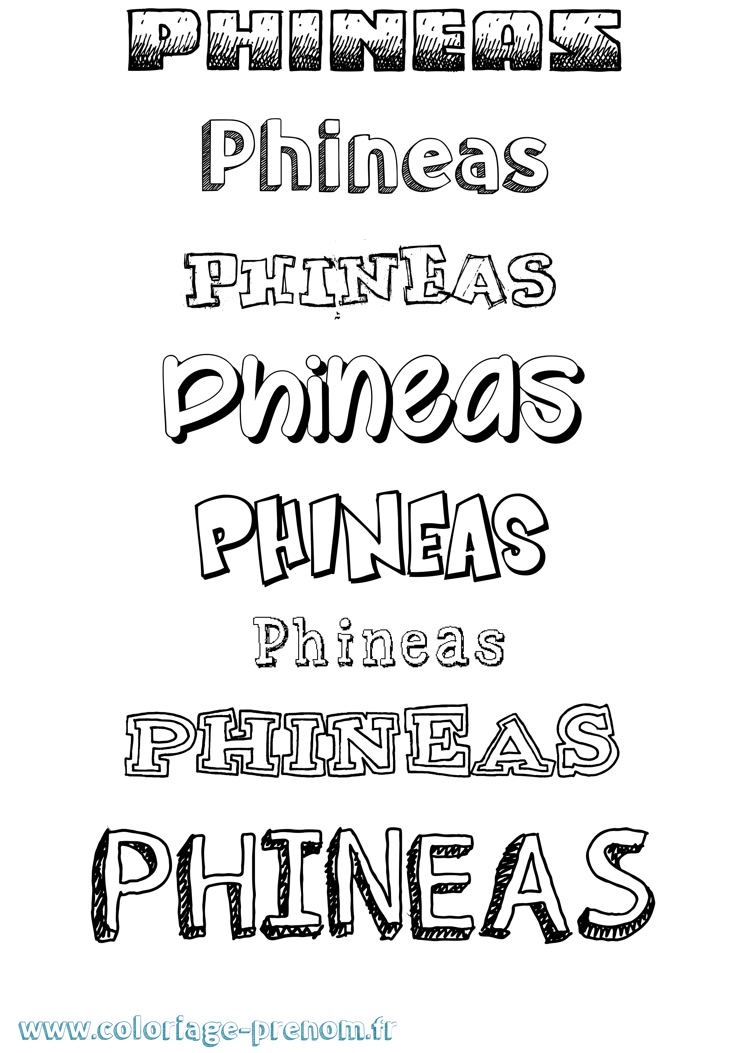 Coloriage Phineas Dessiné Coloriage prénom Phineas Dessiné