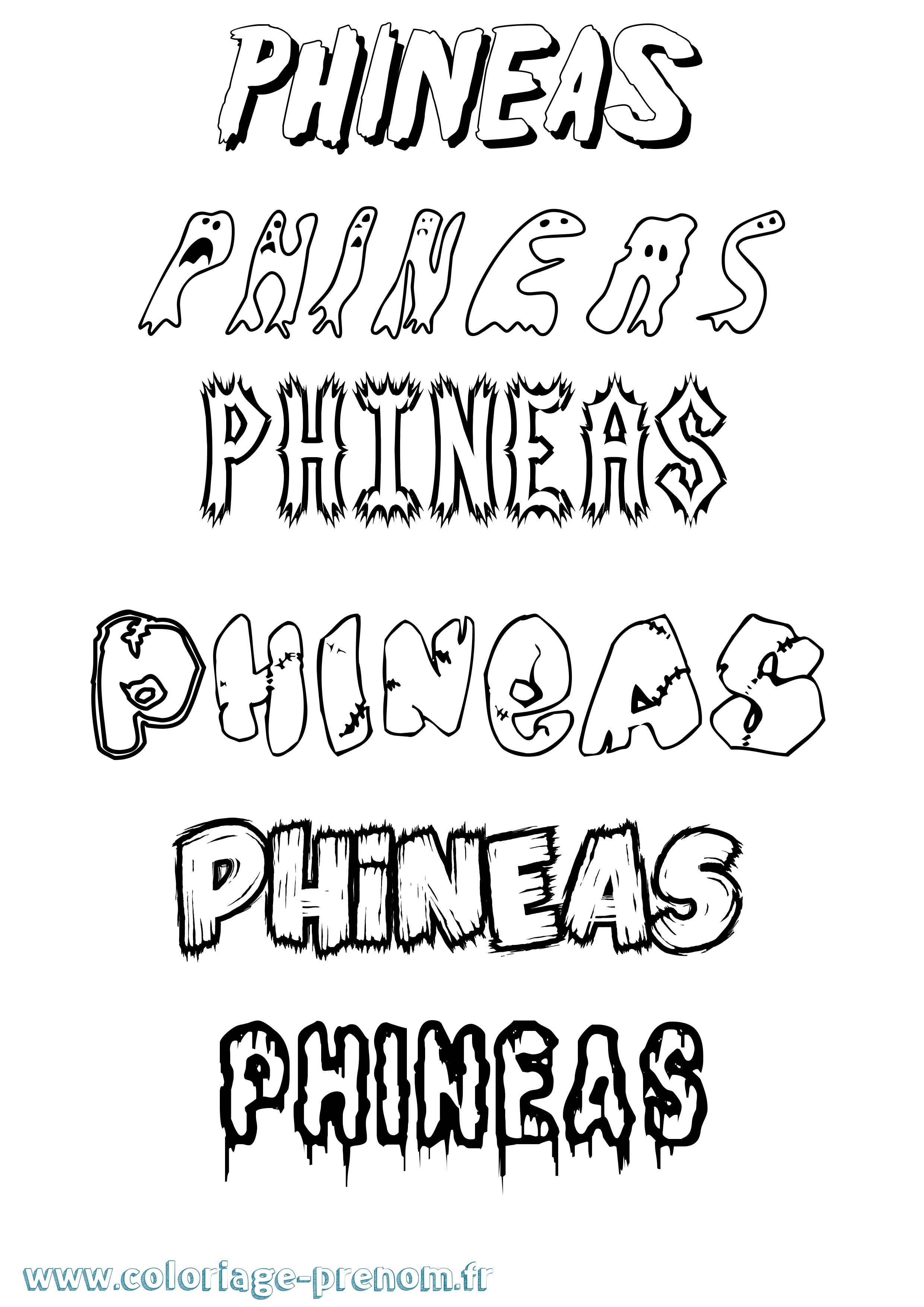 Coloriage Phineas Frisson Coloriage prénom Phineas Frisson