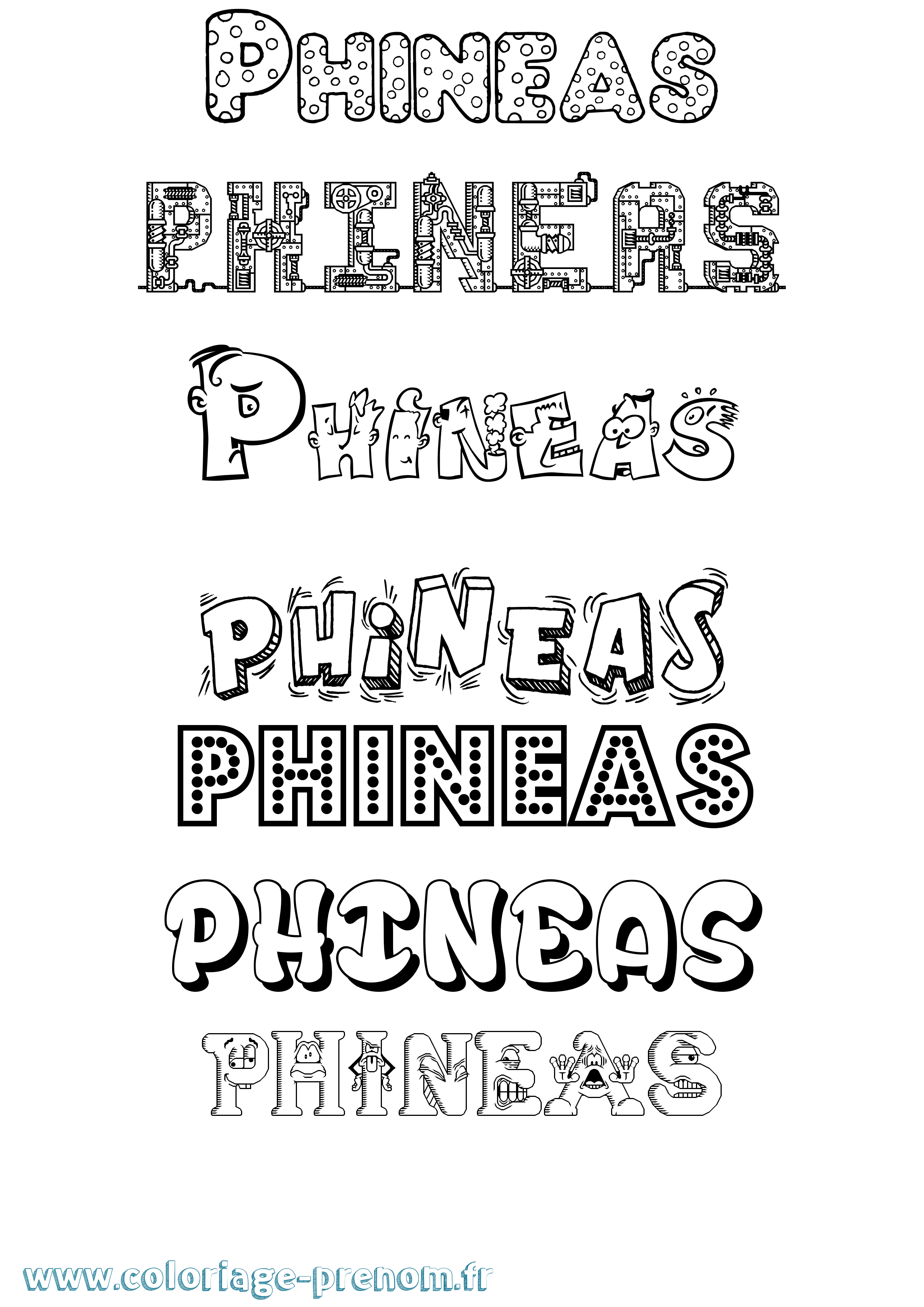 Coloriage Phineas Fun Coloriage prénom Phineas Fun
