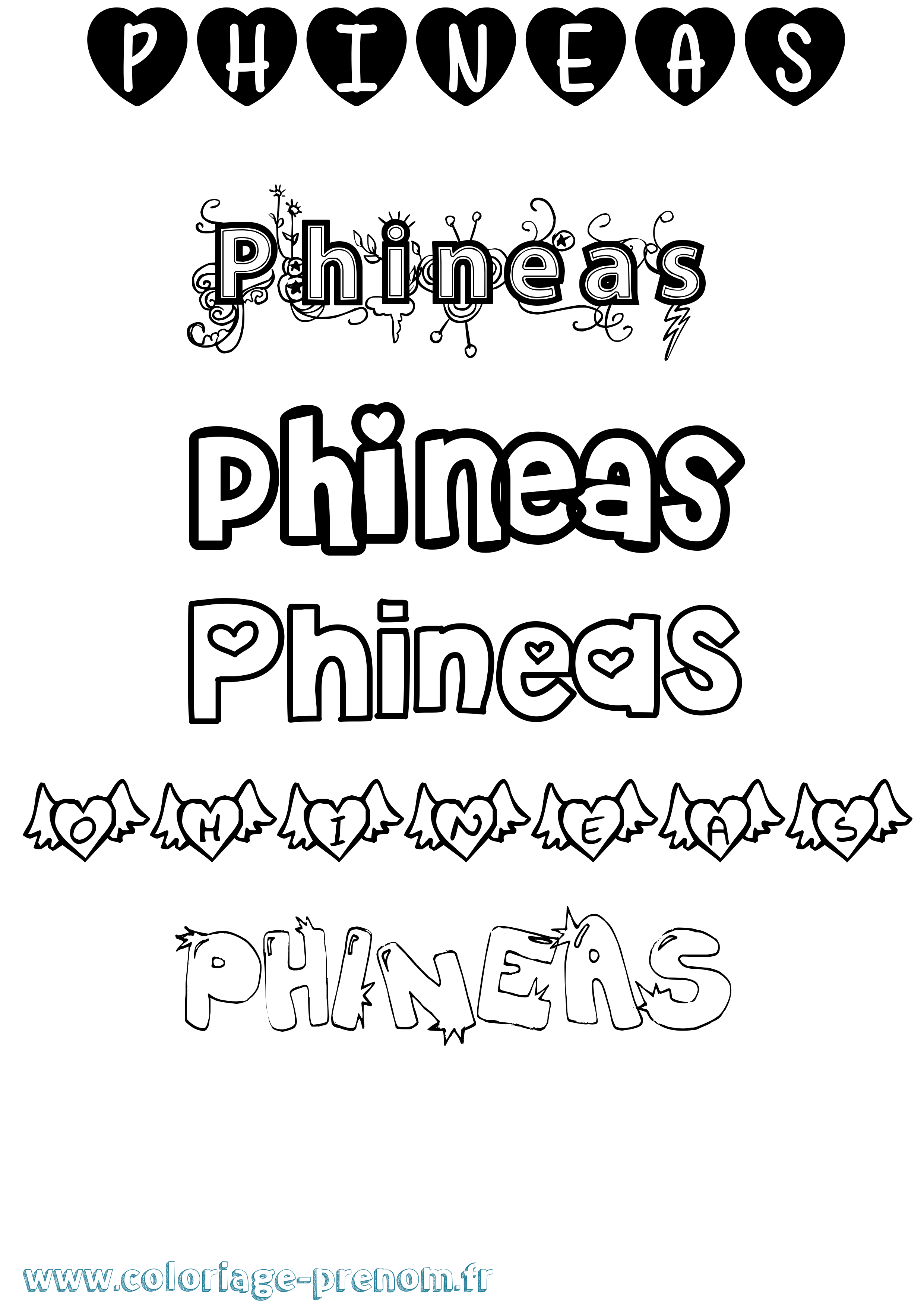 Coloriage Phineas Girly Coloriage prénom Phineas Girly