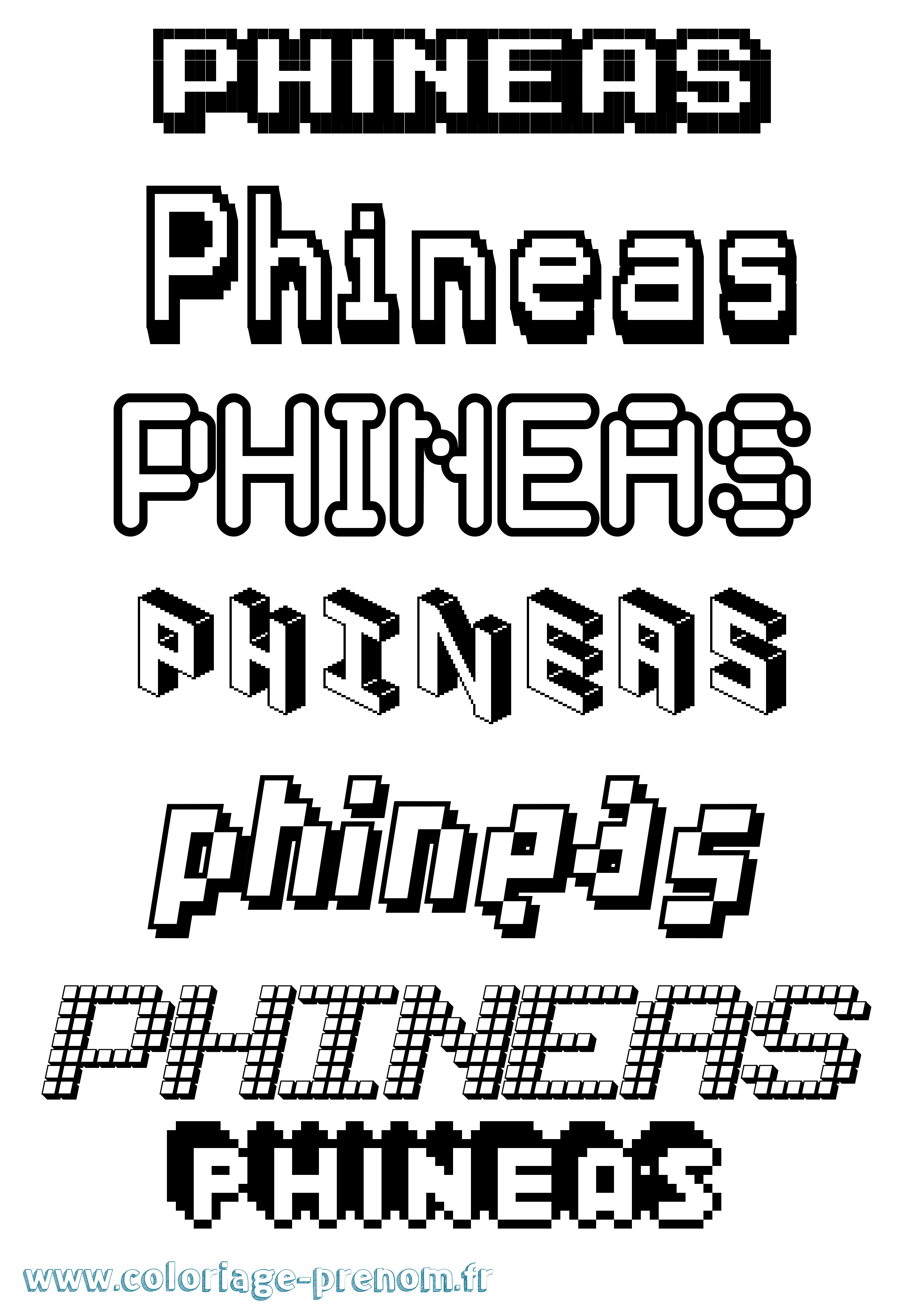 Coloriage Phineas Pixel Coloriage prénom Phineas Pixel