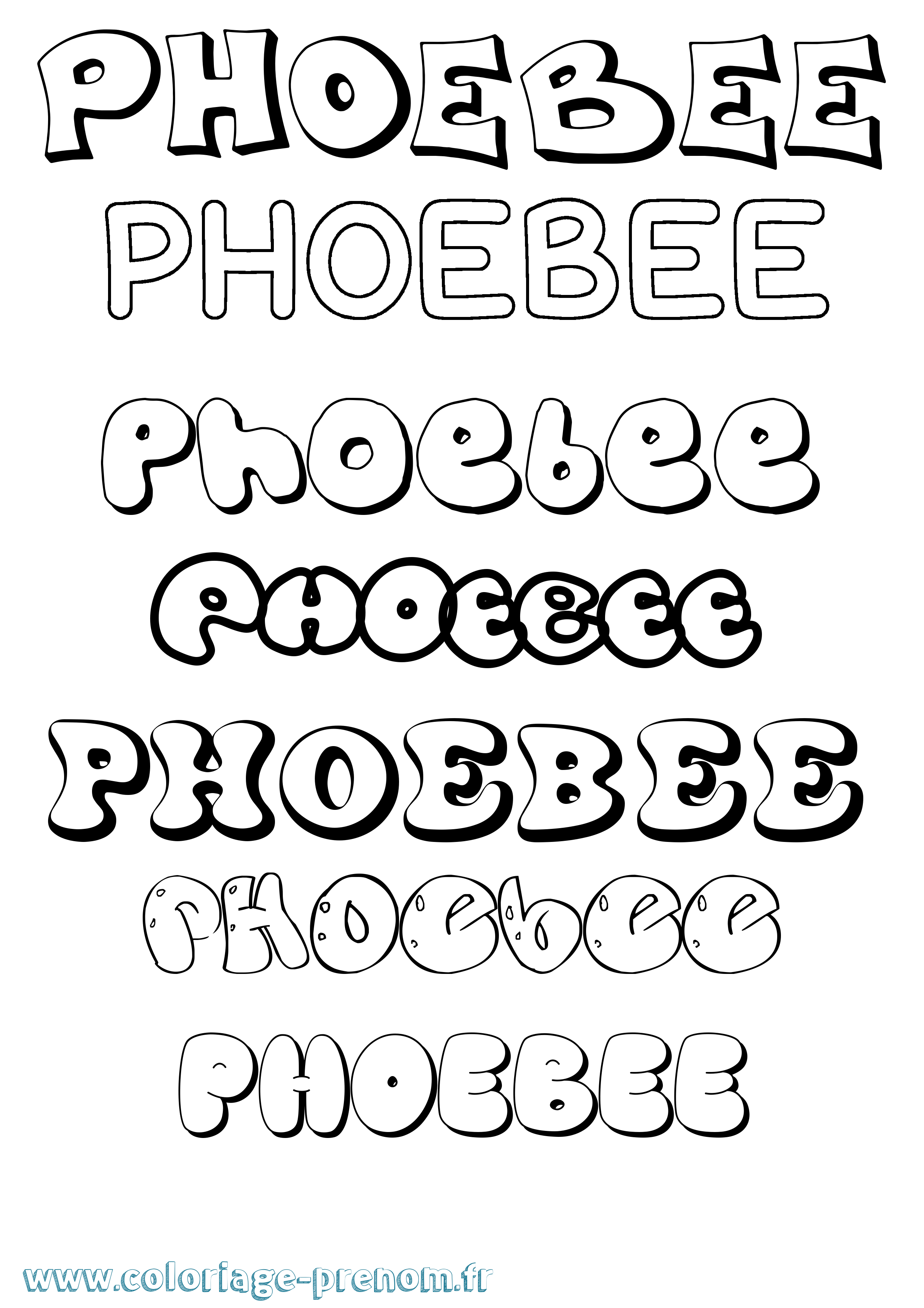 Coloriage Phoebee Bubble Coloriage prénom Phoebee Bubble