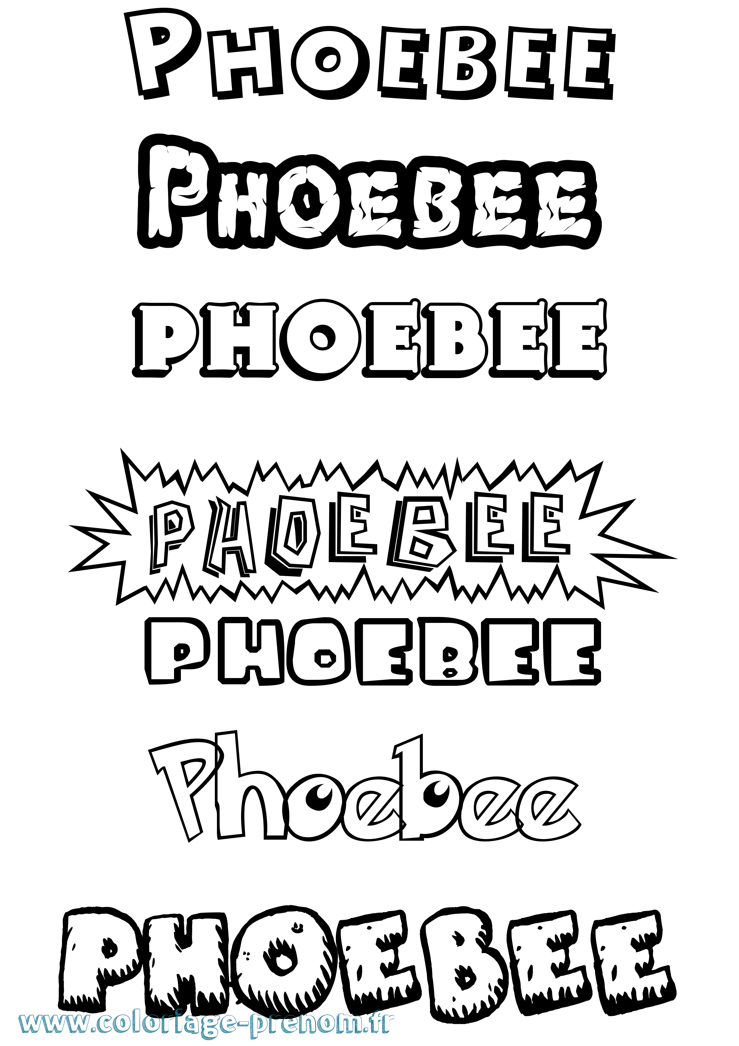 Coloriage Phoebee Dessin Animé Coloriage prénom Phoebee Dessin Animé