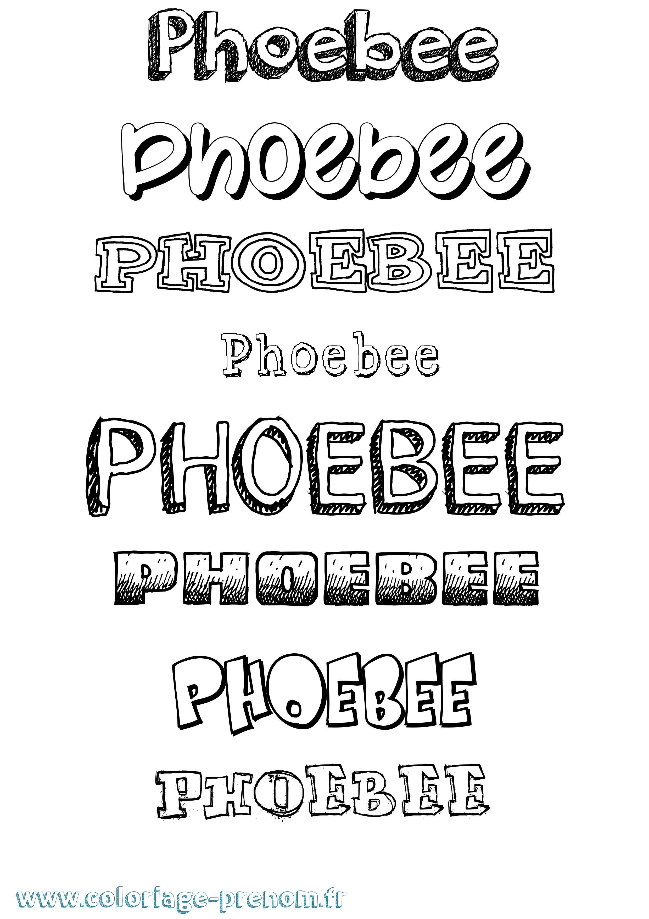 Coloriage Phoebee Dessiné Coloriage prénom Phoebee Dessiné