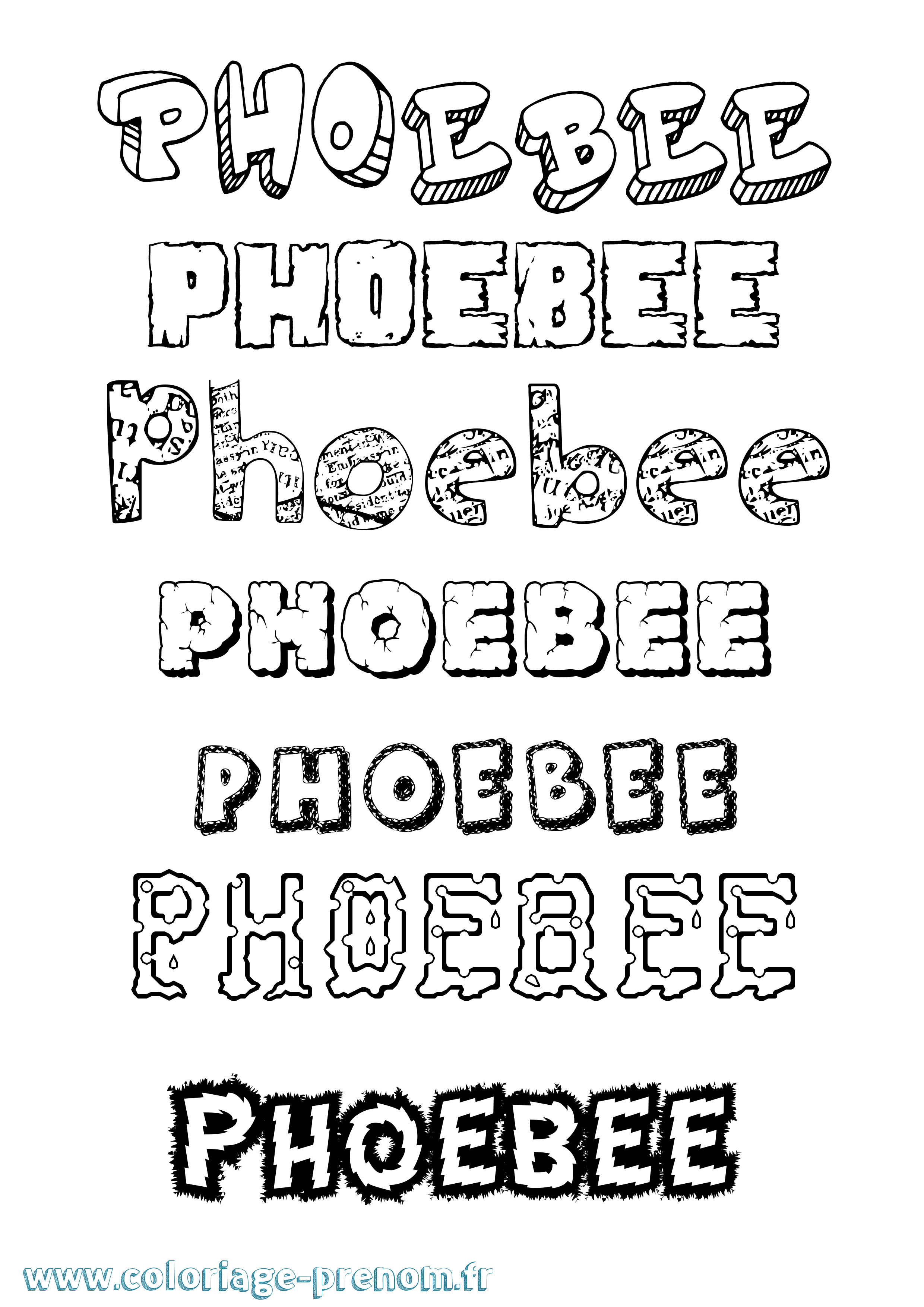 Coloriage Phoebee Destructuré Coloriage prénom Phoebee Destructuré