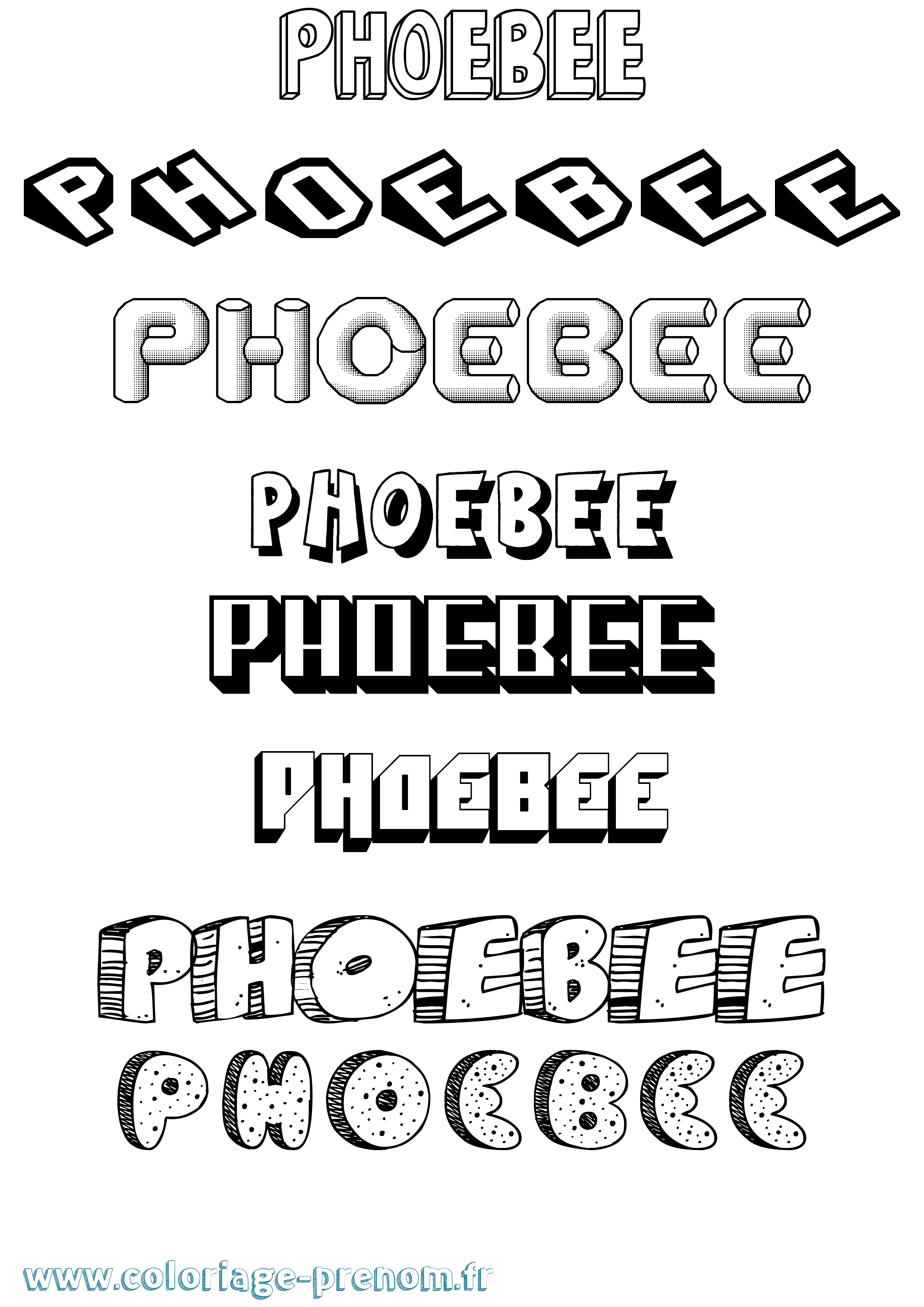 Coloriage Phoebee Effet 3D Coloriage prénom Phoebee Effet 3D