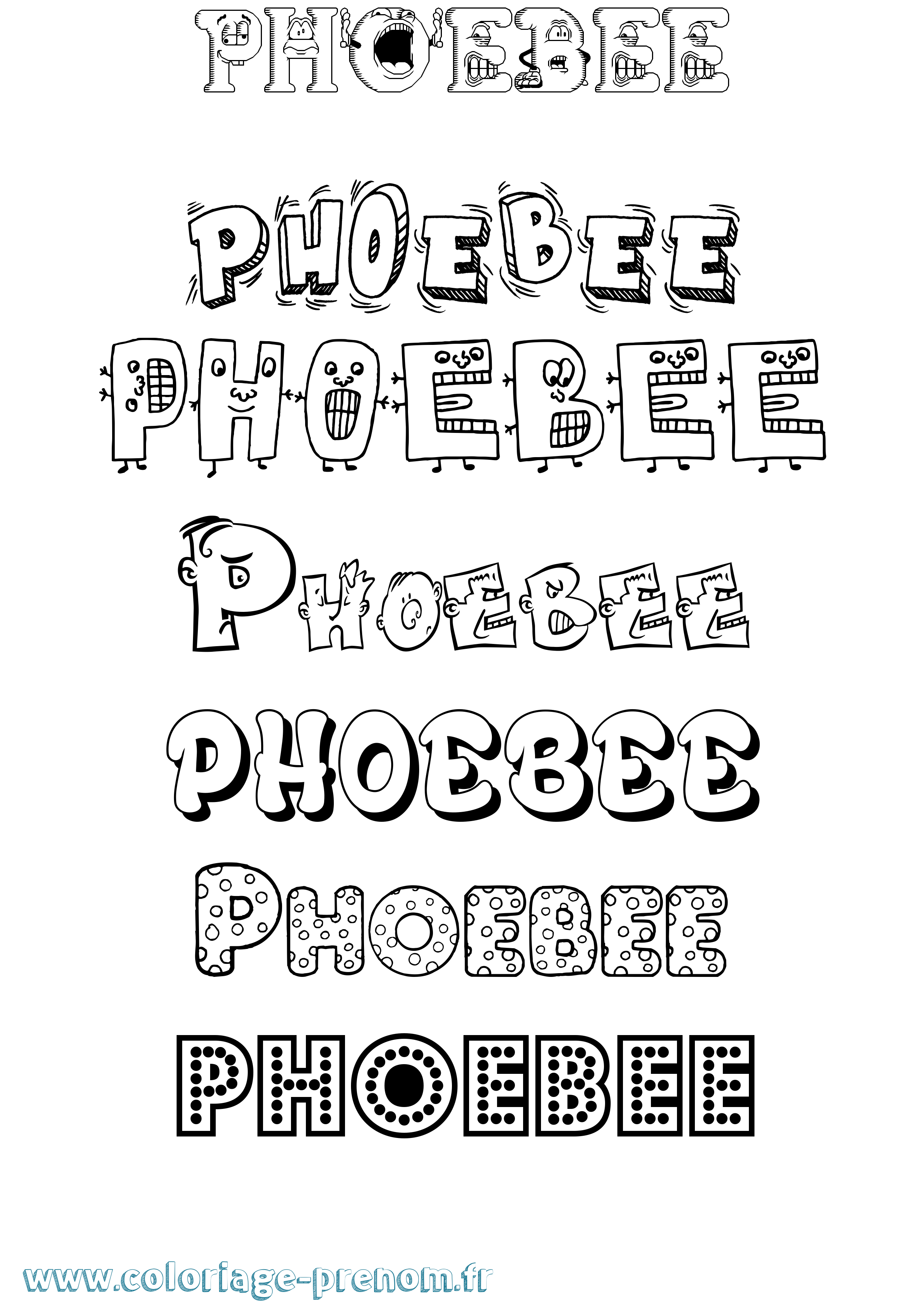 Coloriage Phoebee Fun Coloriage prénom Phoebee Fun