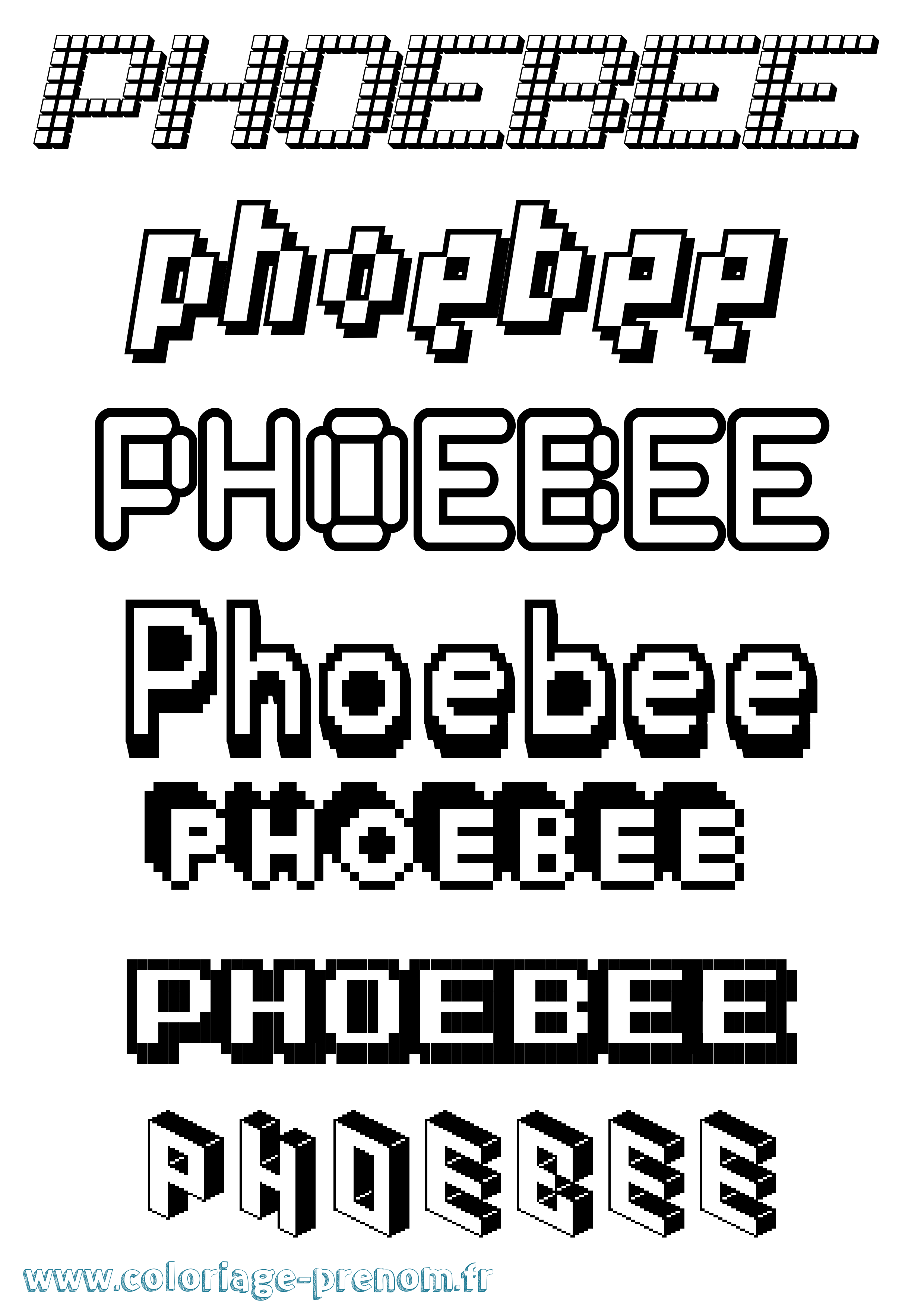 Coloriage Phoebee Pixel Coloriage prénom Phoebee Pixel