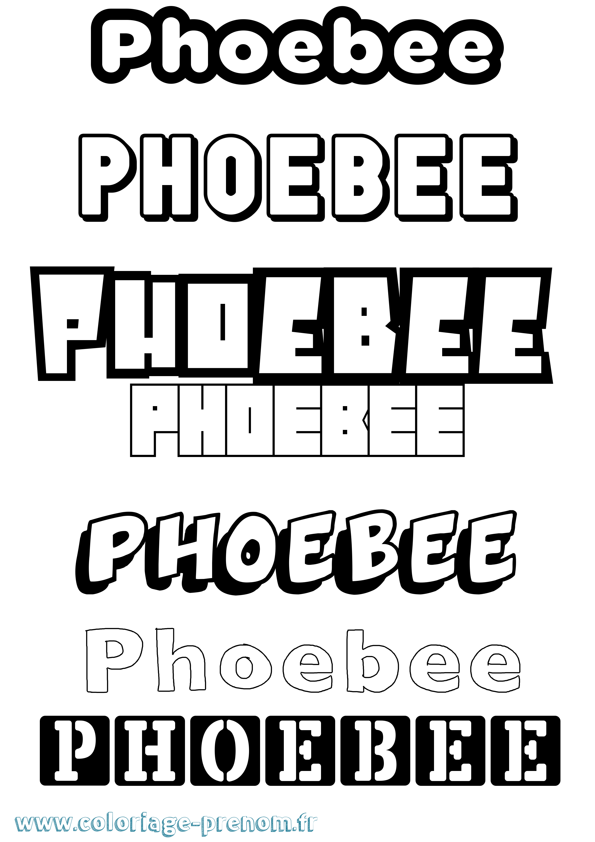 Coloriage Phoebee Simple Coloriage prénom Phoebee Simple