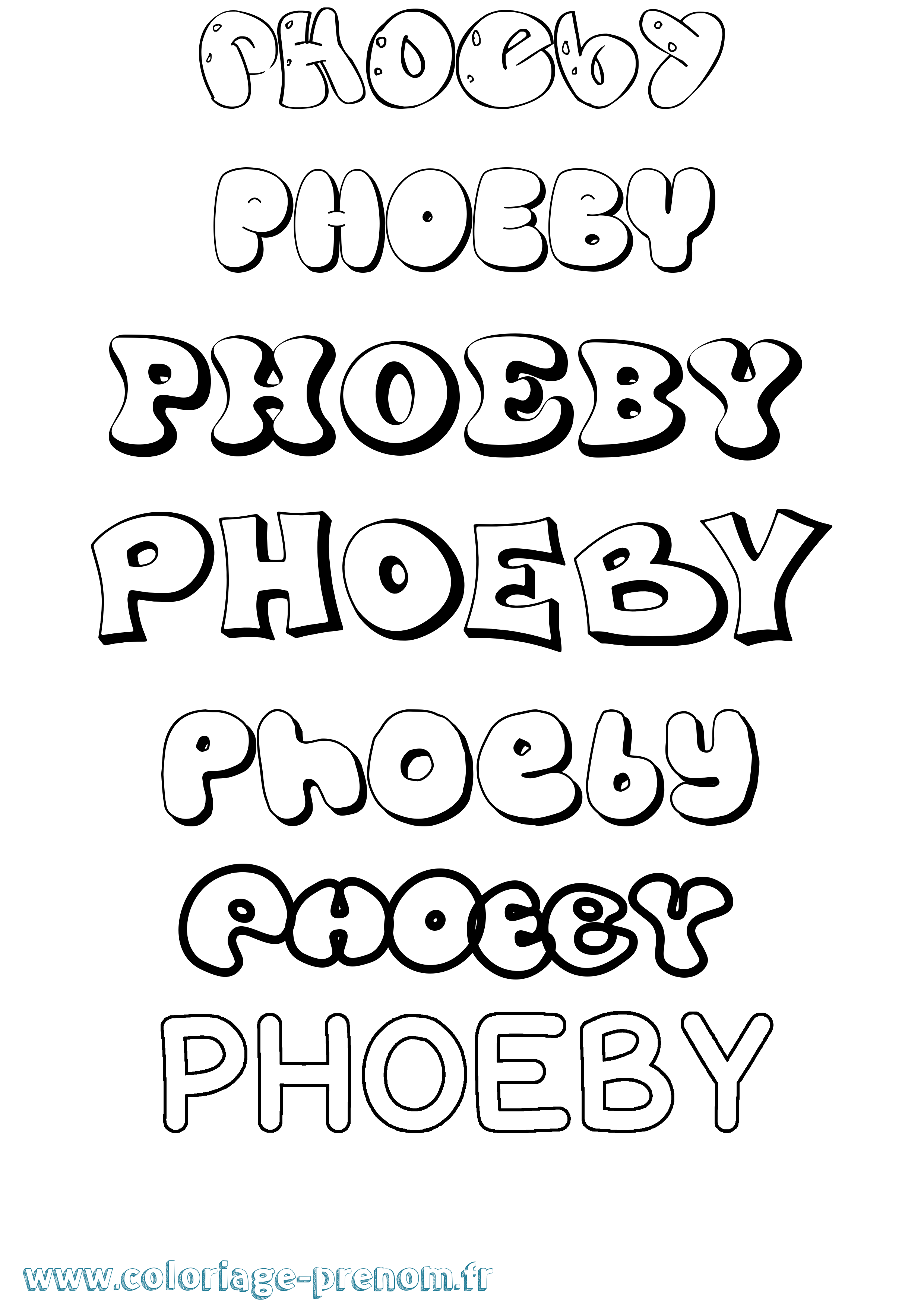 Coloriage Phoeby Bubble Coloriage prénom Phoeby Bubble