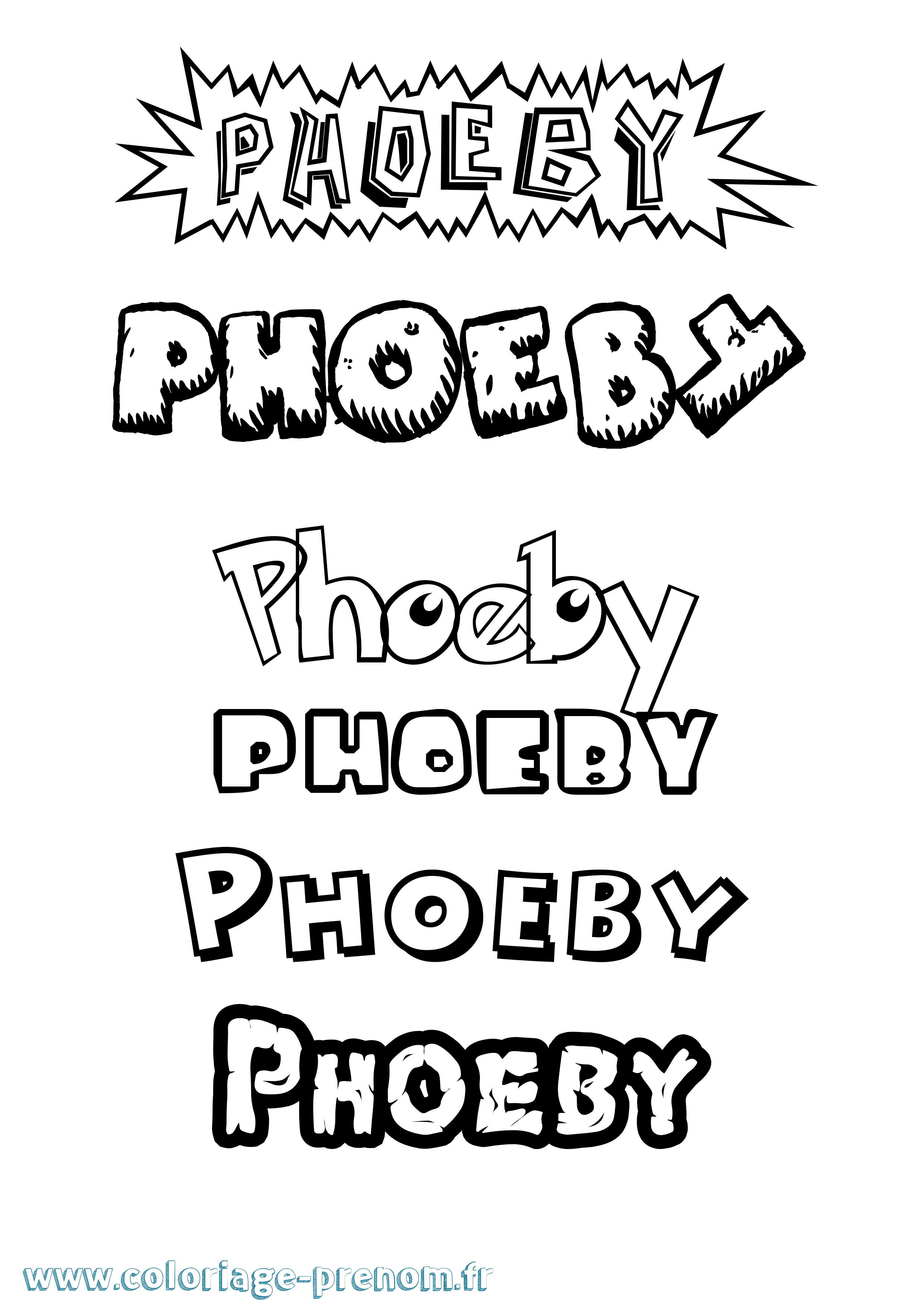 Coloriage Phoeby Dessin Animé Coloriage prénom Phoeby Dessin Animé