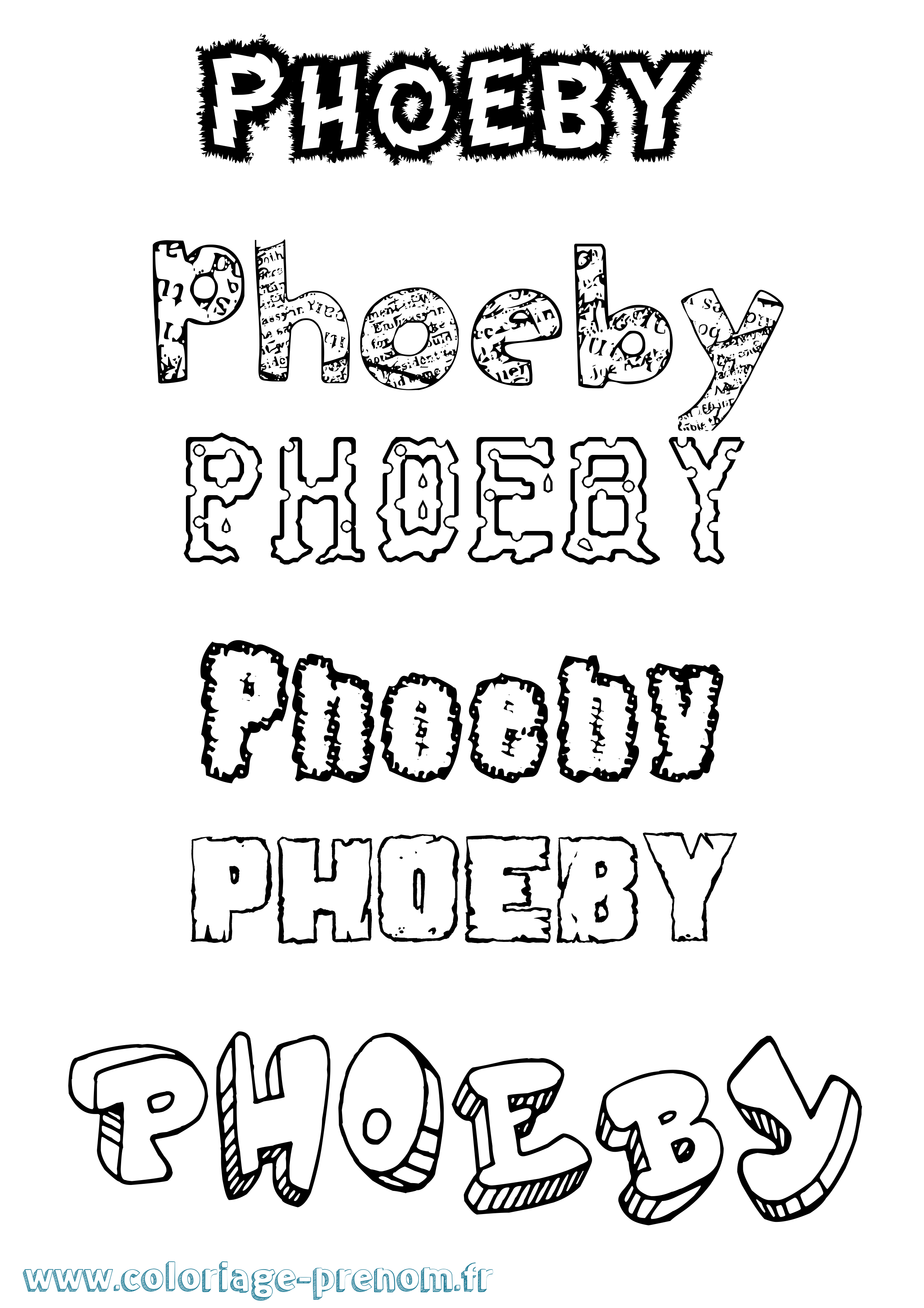 Coloriage Phoeby Destructuré Coloriage prénom Phoeby Destructuré