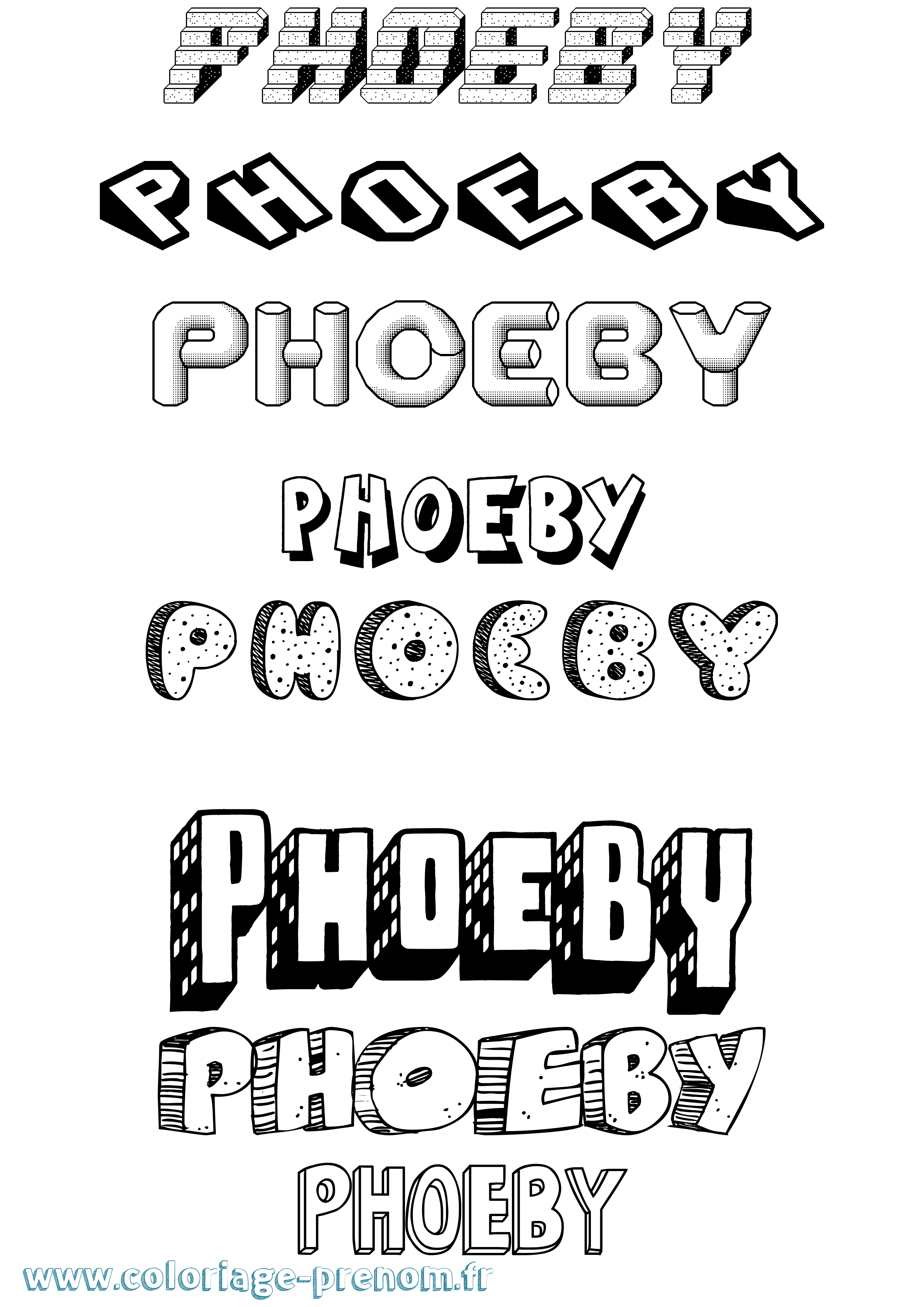 Coloriage Phoeby Effet 3D Coloriage prénom Phoeby Effet 3D