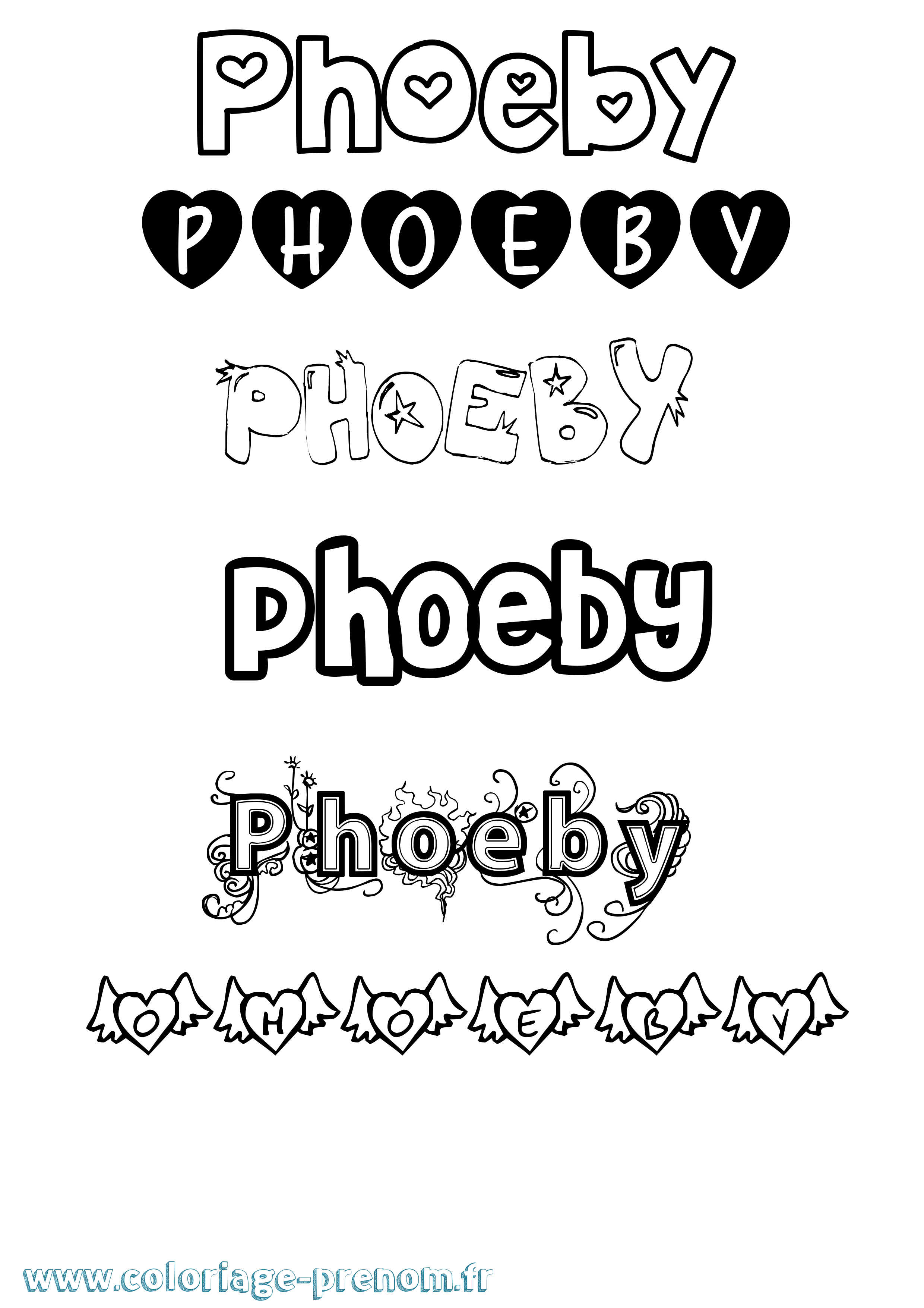 Coloriage Phoeby Girly Coloriage prénom Phoeby Girly