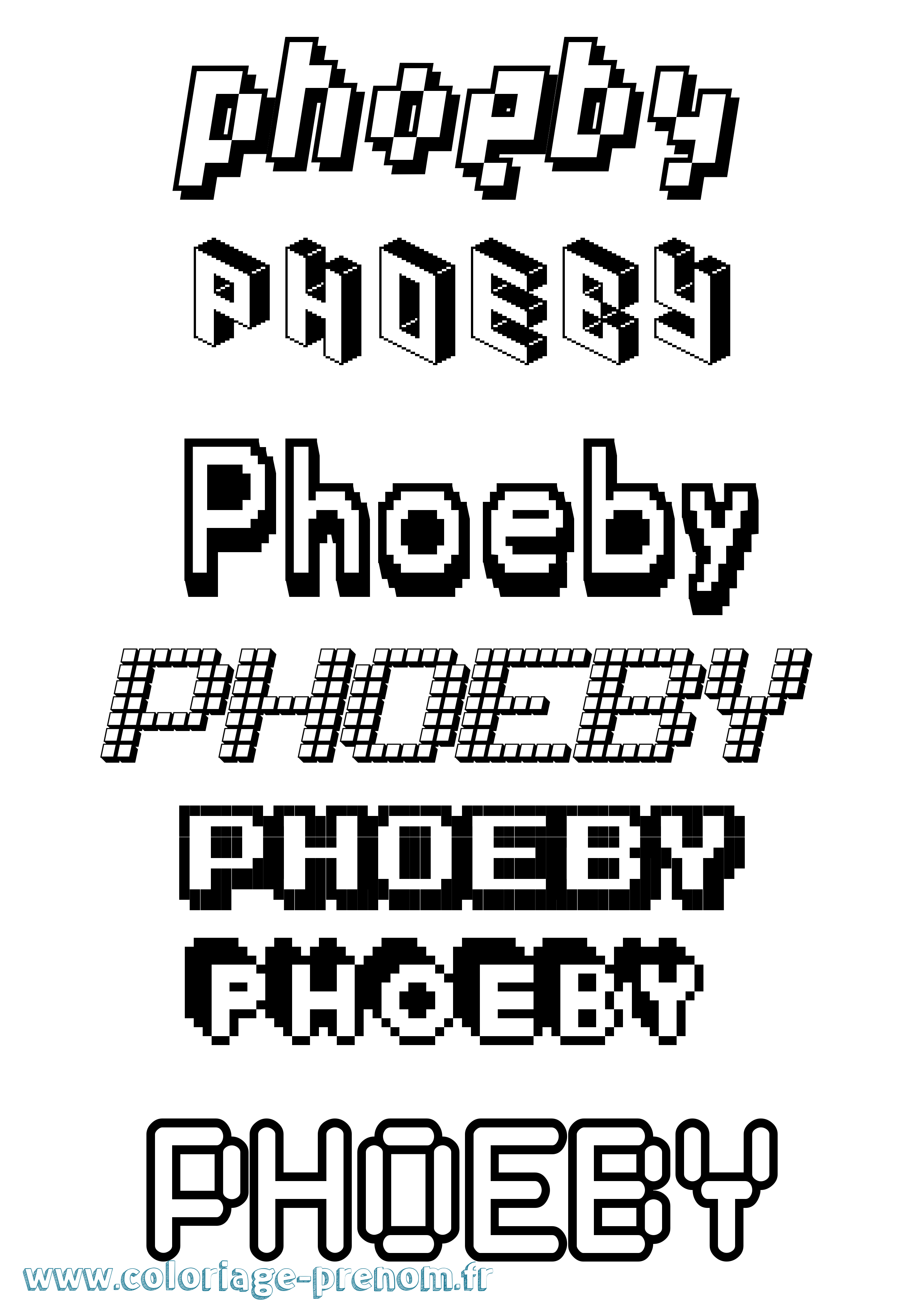 Coloriage Phoeby Pixel Coloriage prénom Phoeby Pixel