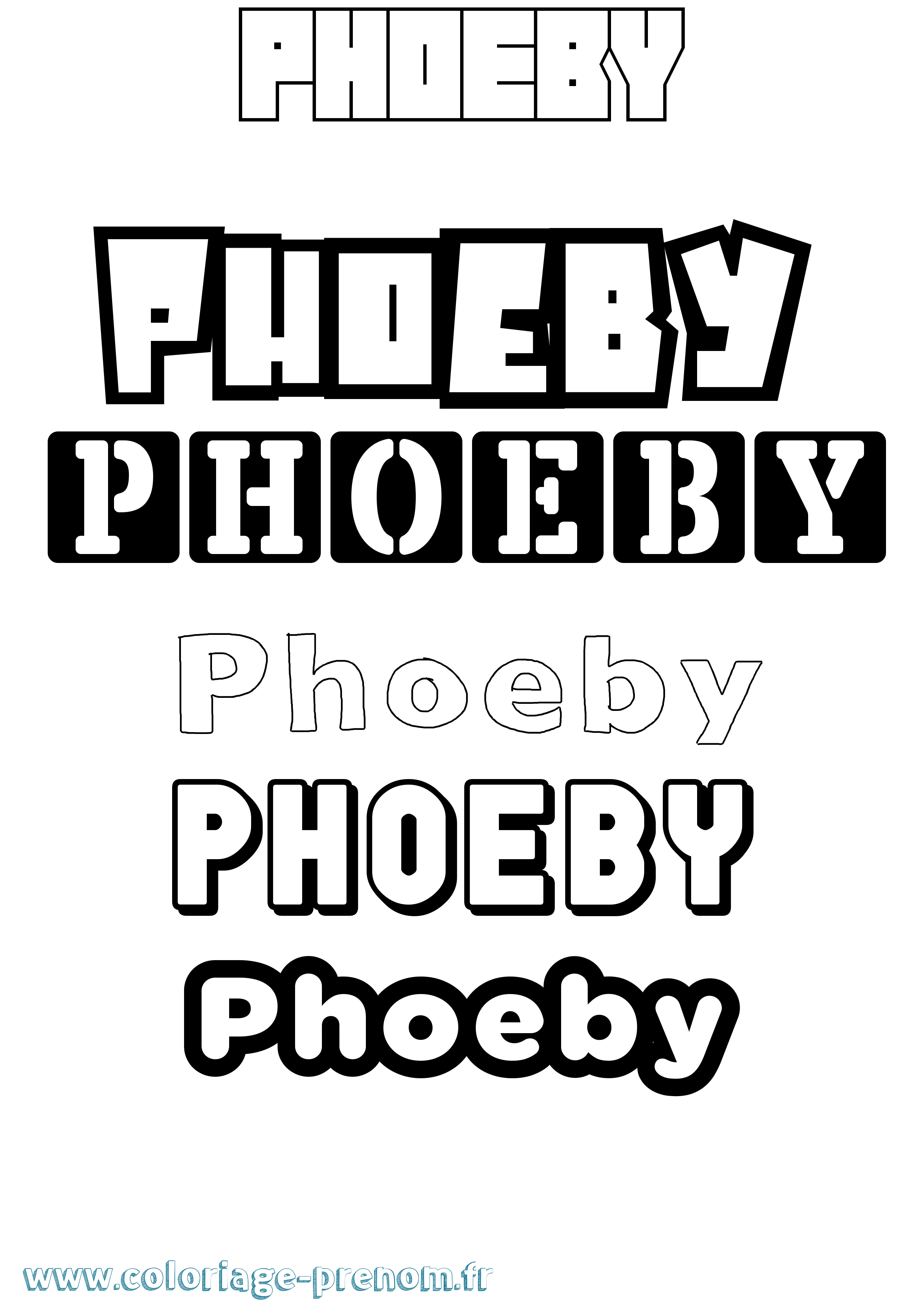 Coloriage Phoeby Simple Coloriage prénom Phoeby Simple