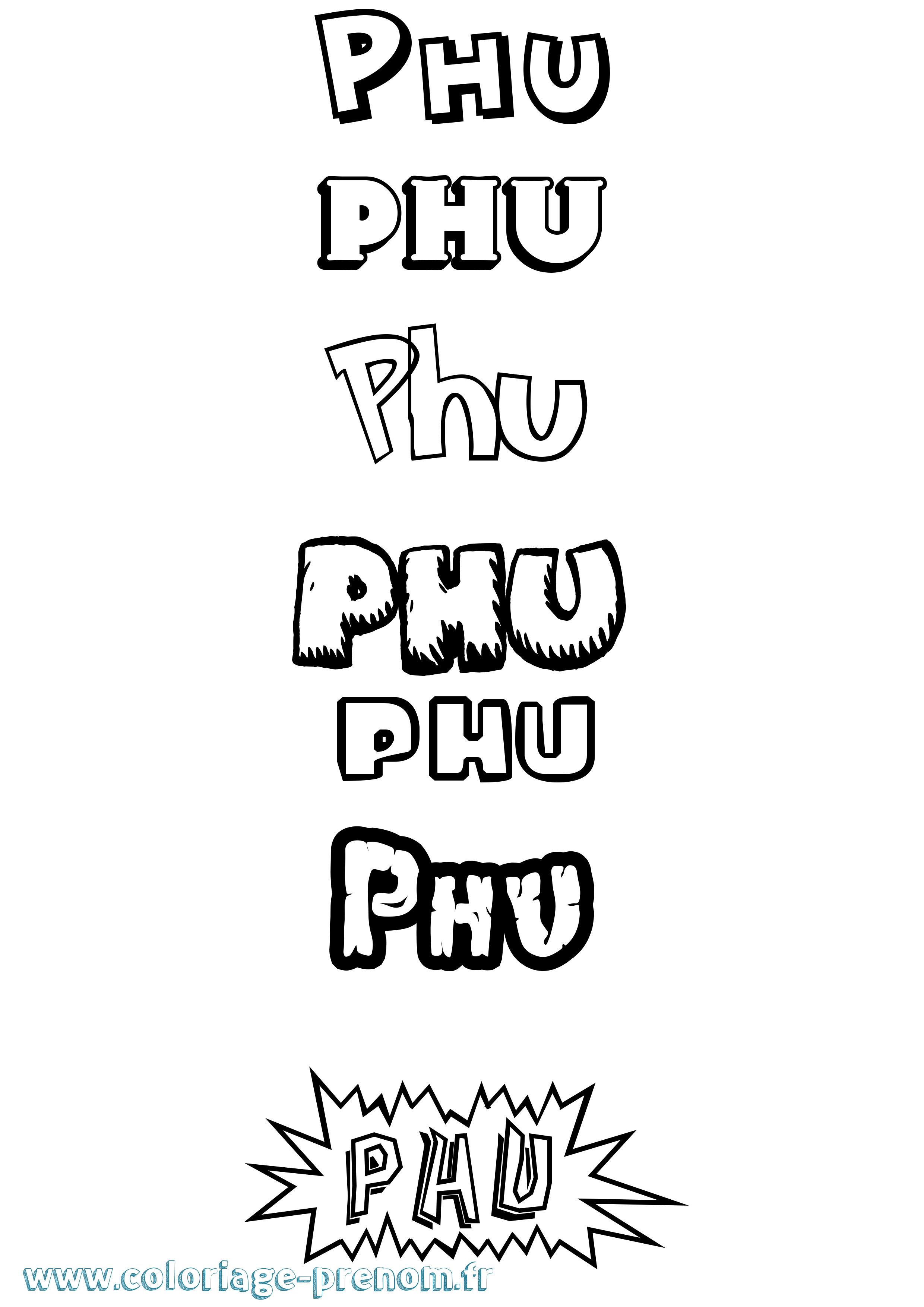 Coloriage Phu Dessin Animé Coloriage prénom Phu Dessin Animé