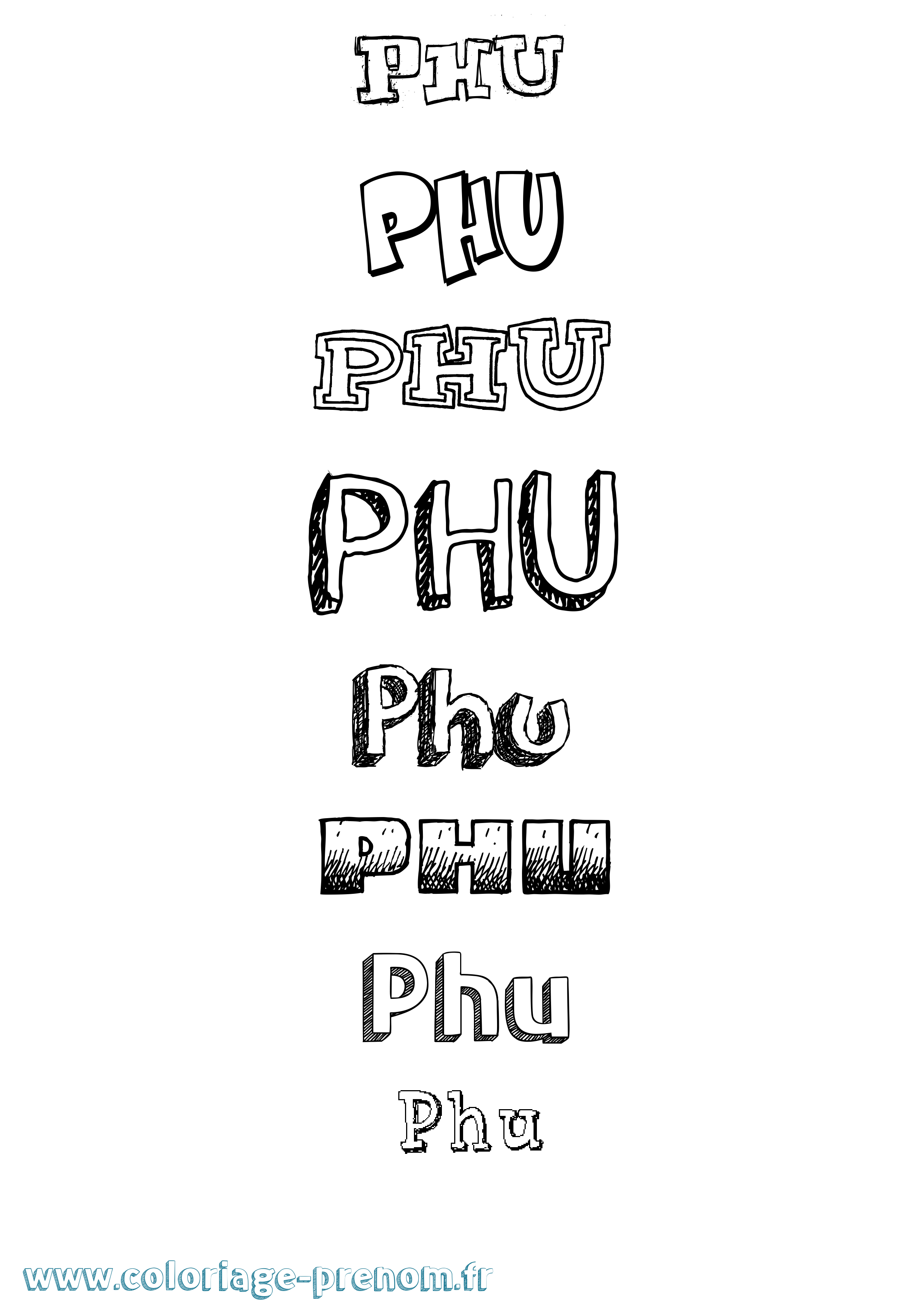 Coloriage Phu Dessiné Coloriage prénom Phu Dessiné