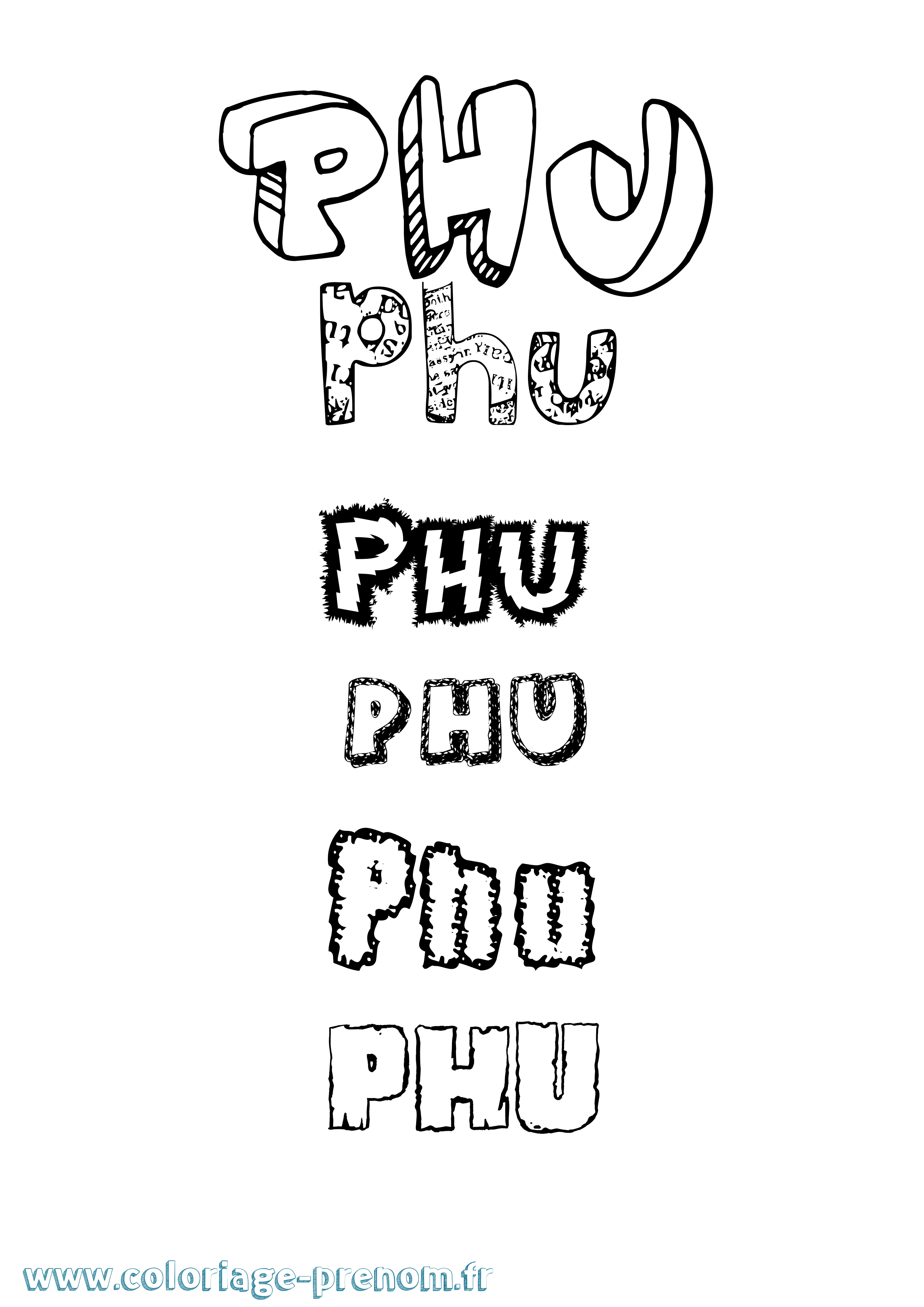 Coloriage Phu Destructuré Coloriage prénom Phu Destructuré