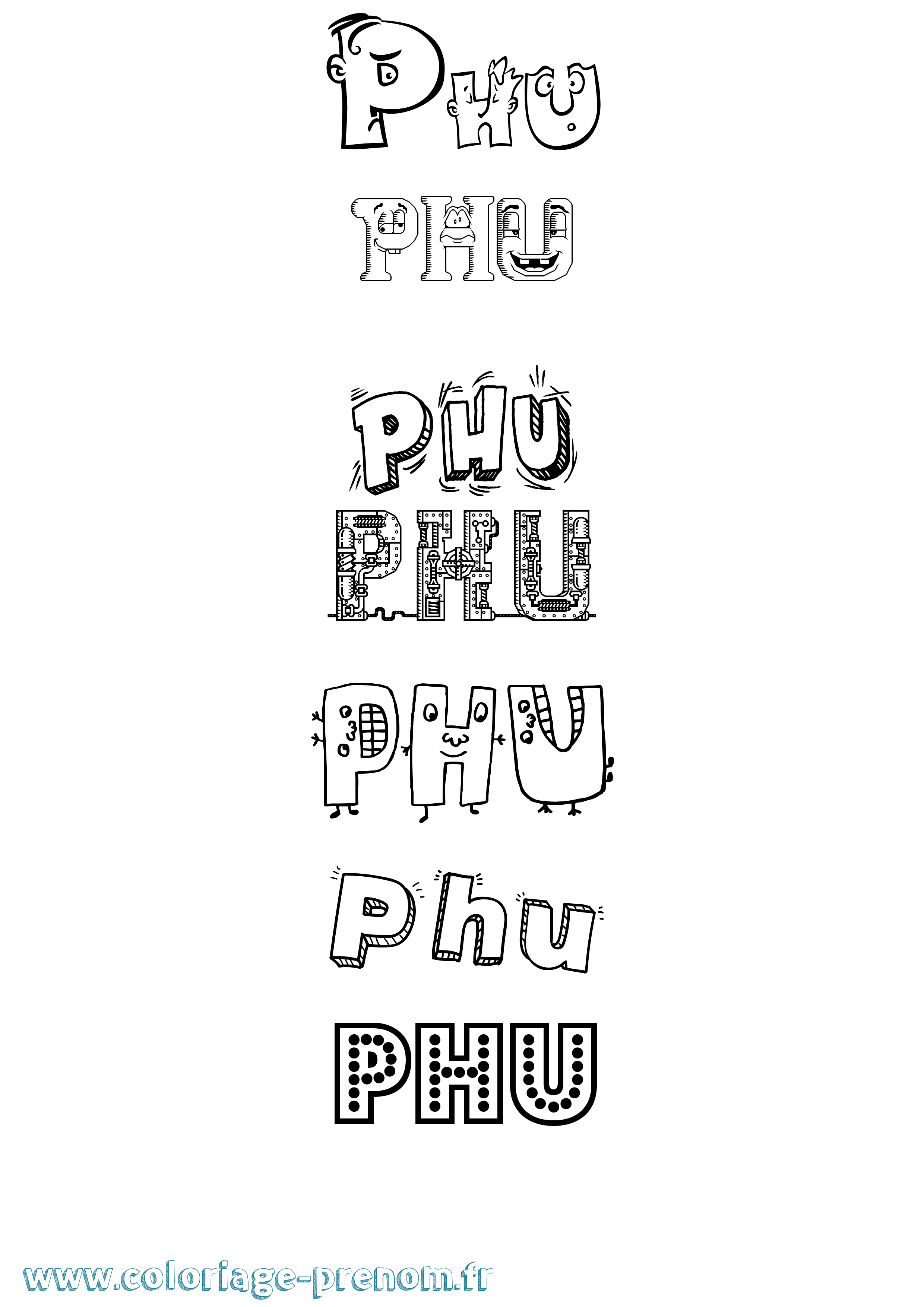 Coloriage Phu Fun Coloriage prénom Phu Fun
