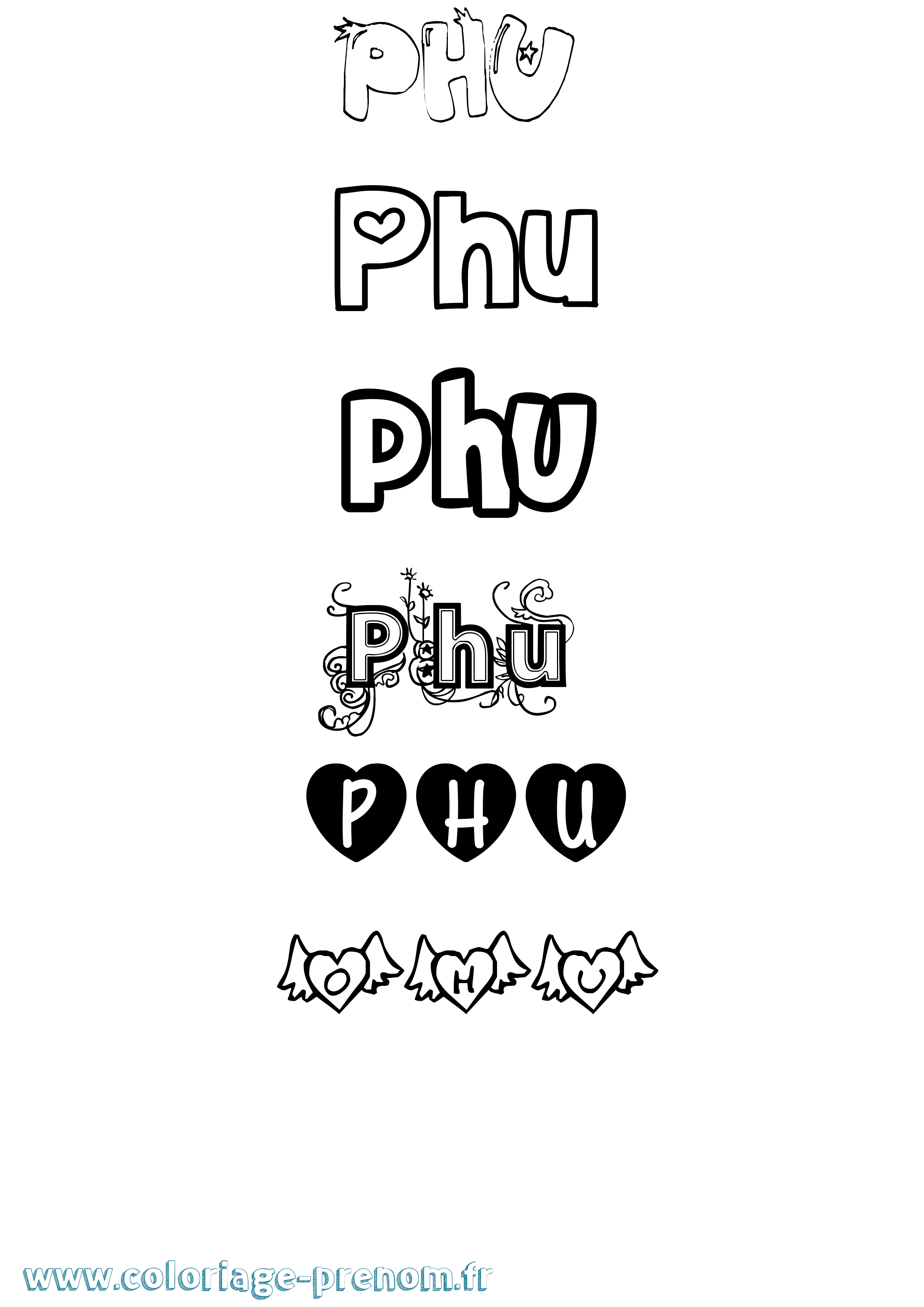 Coloriage Phu Girly Coloriage prénom Phu Girly