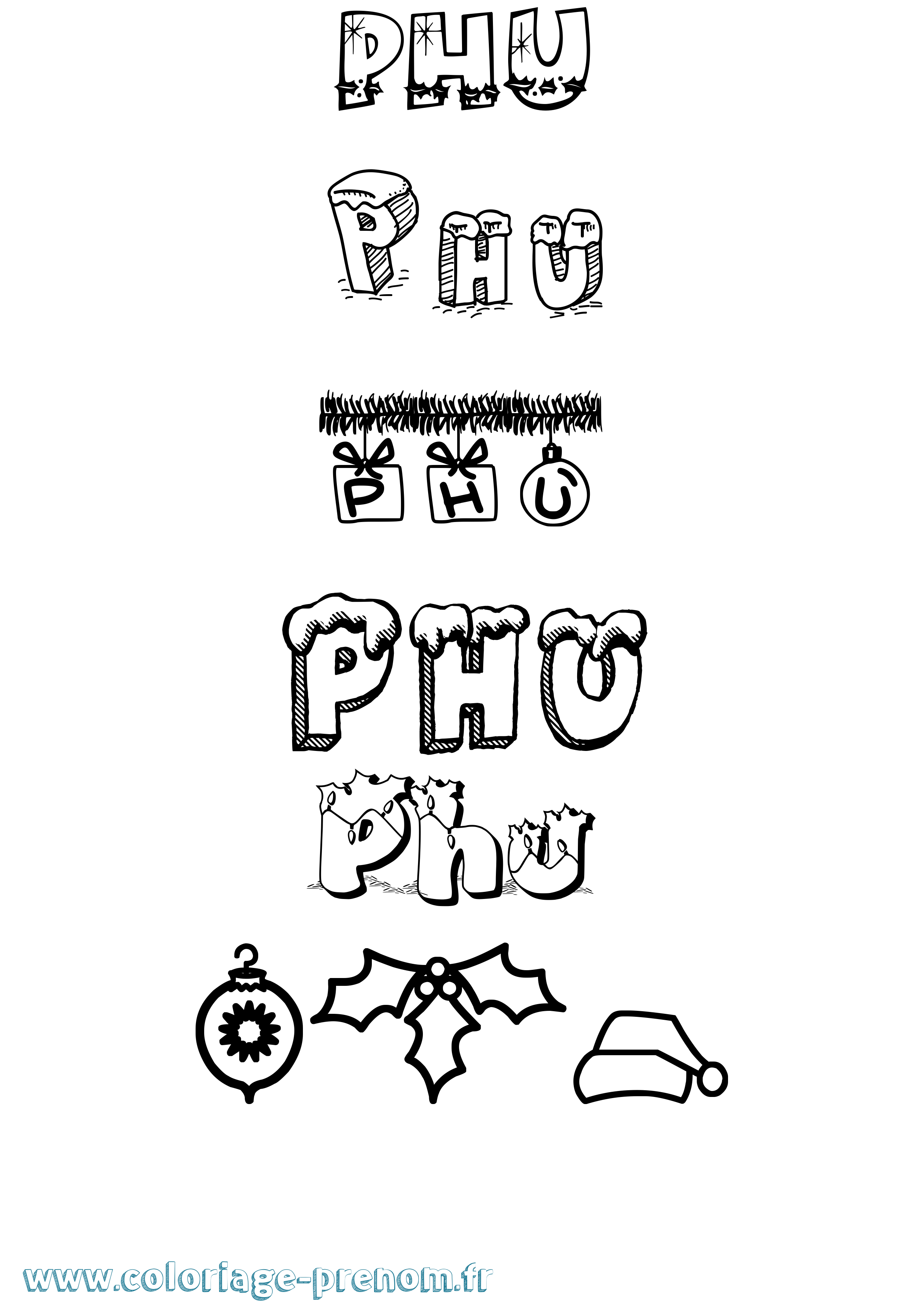 Coloriage Phu Noël Coloriage prénom Phu Noël