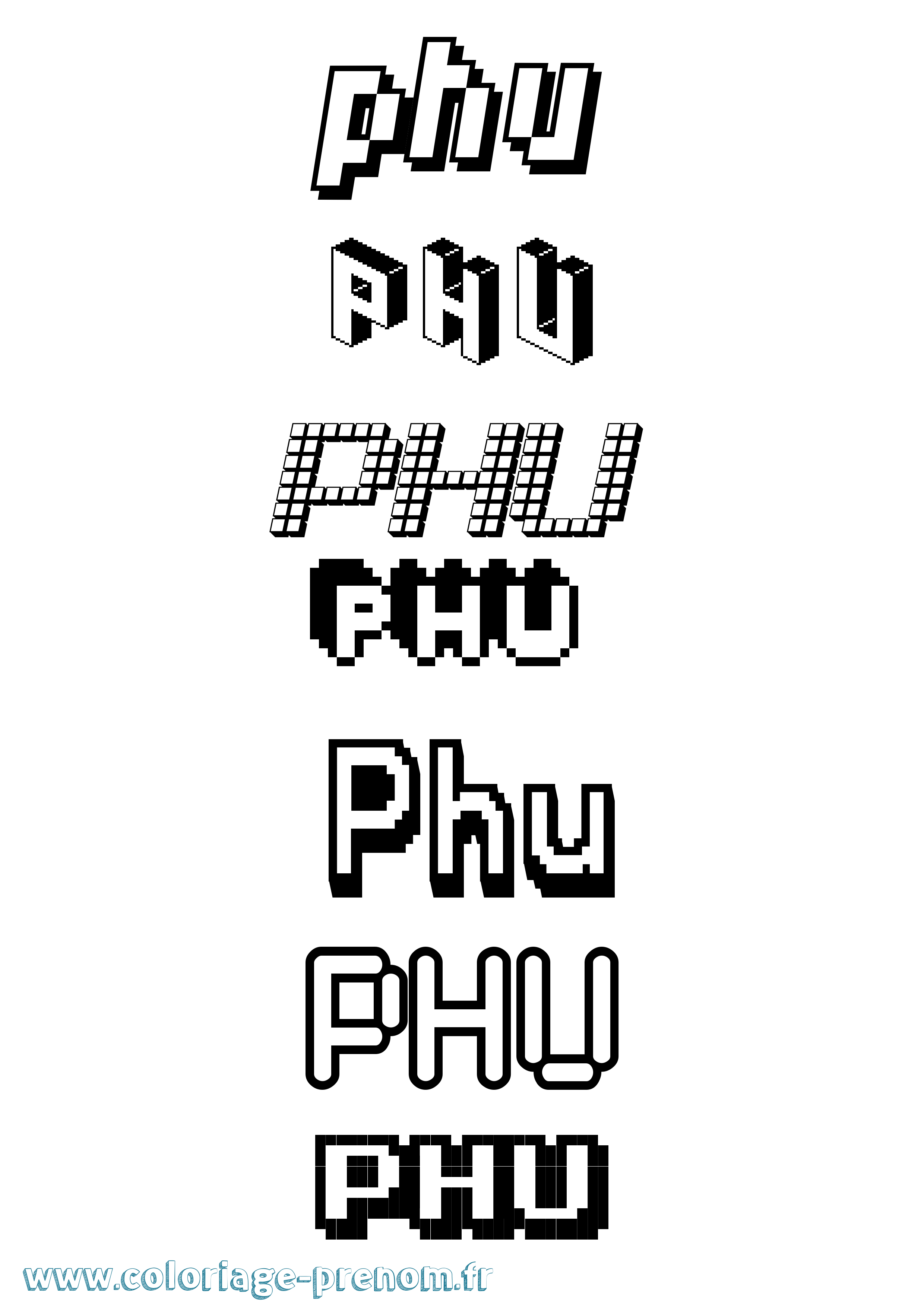 Coloriage Phu Pixel Coloriage prénom Phu Pixel
